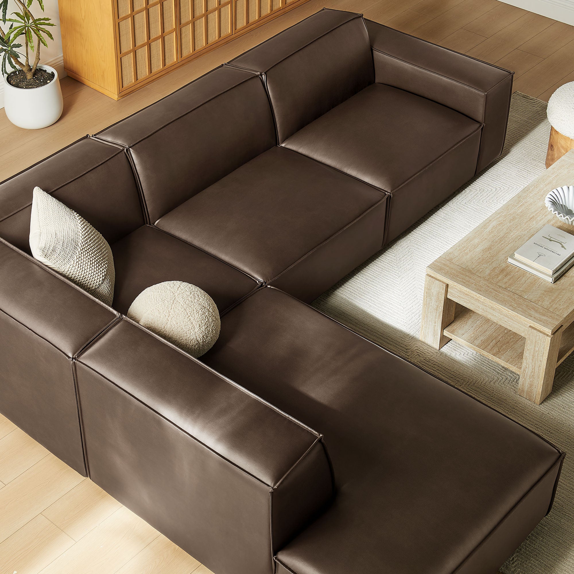 Restore 4-Piece Vegan Leather Modular L-Shaped Sofa by Modway - Image 6
