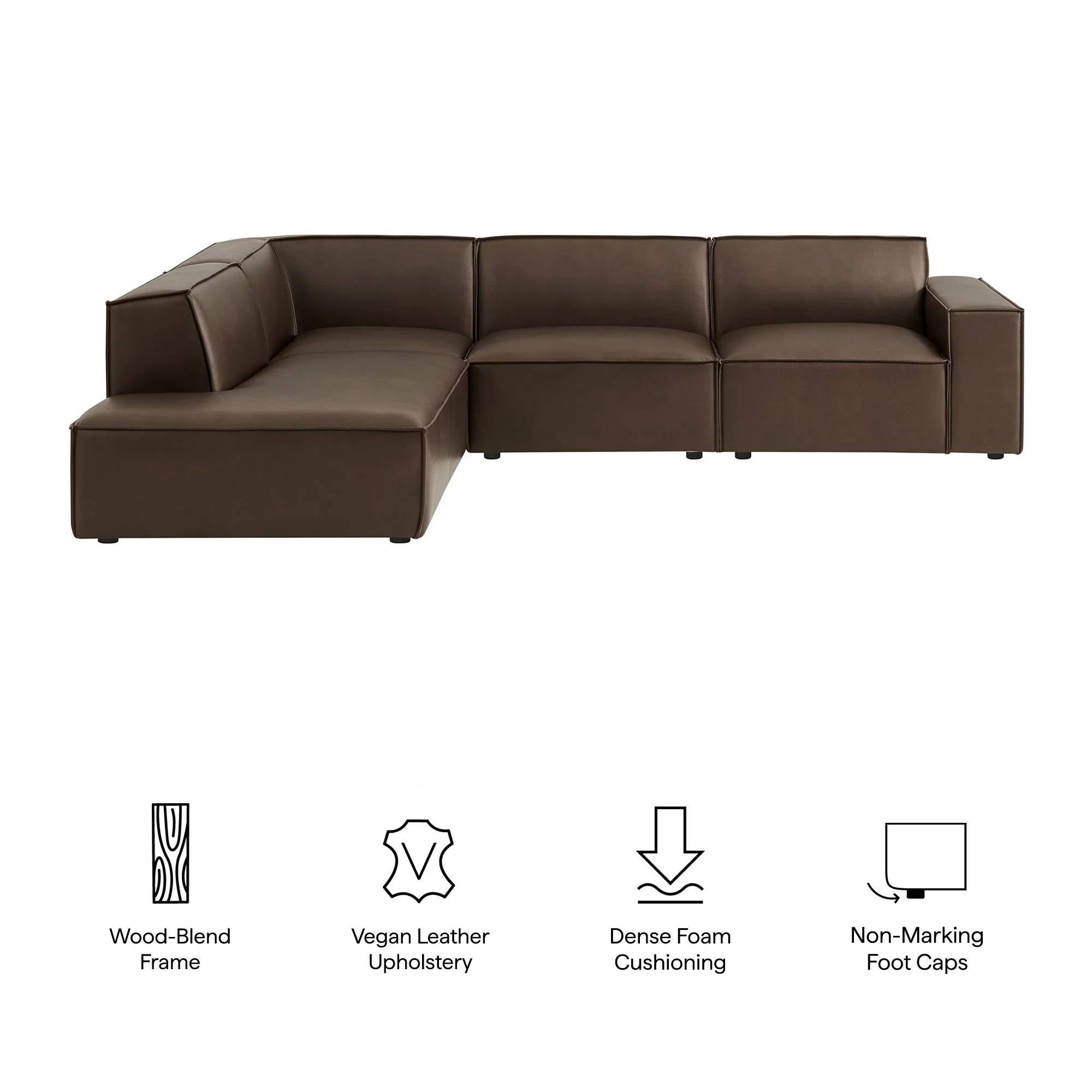 Restore 4-Piece Vegan Leather Modular L-Shaped Sofa by Modway - Image 7