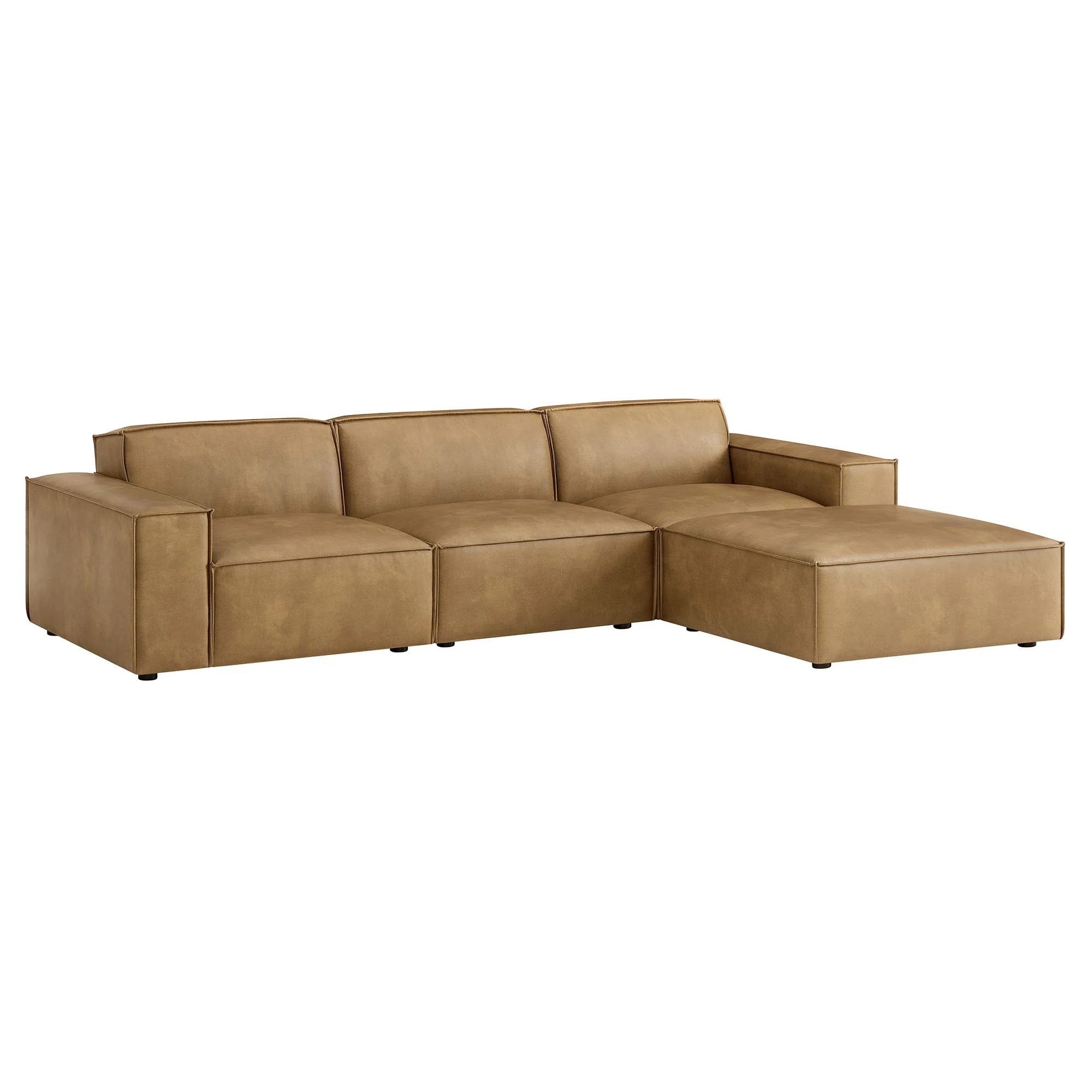 Restore 4-Piece Vegan Leather Modular Sofa Set with Ottoman by Modway - Image 13
