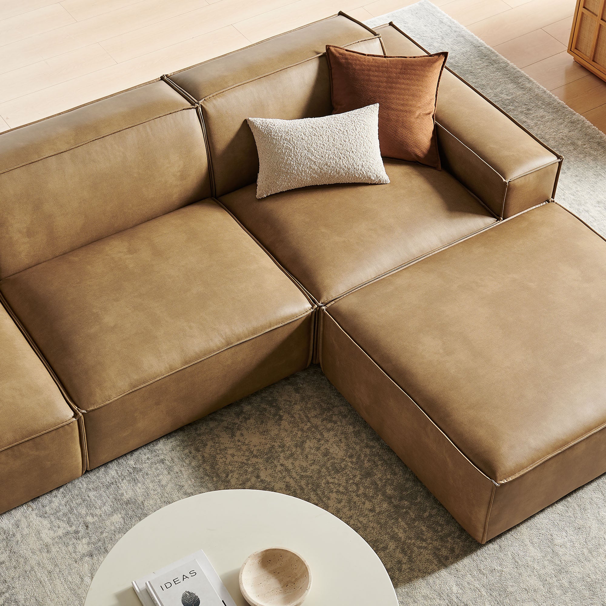 Restore 4-Piece Vegan Leather Modular Sofa Set with Ottoman by Modway - Image 17