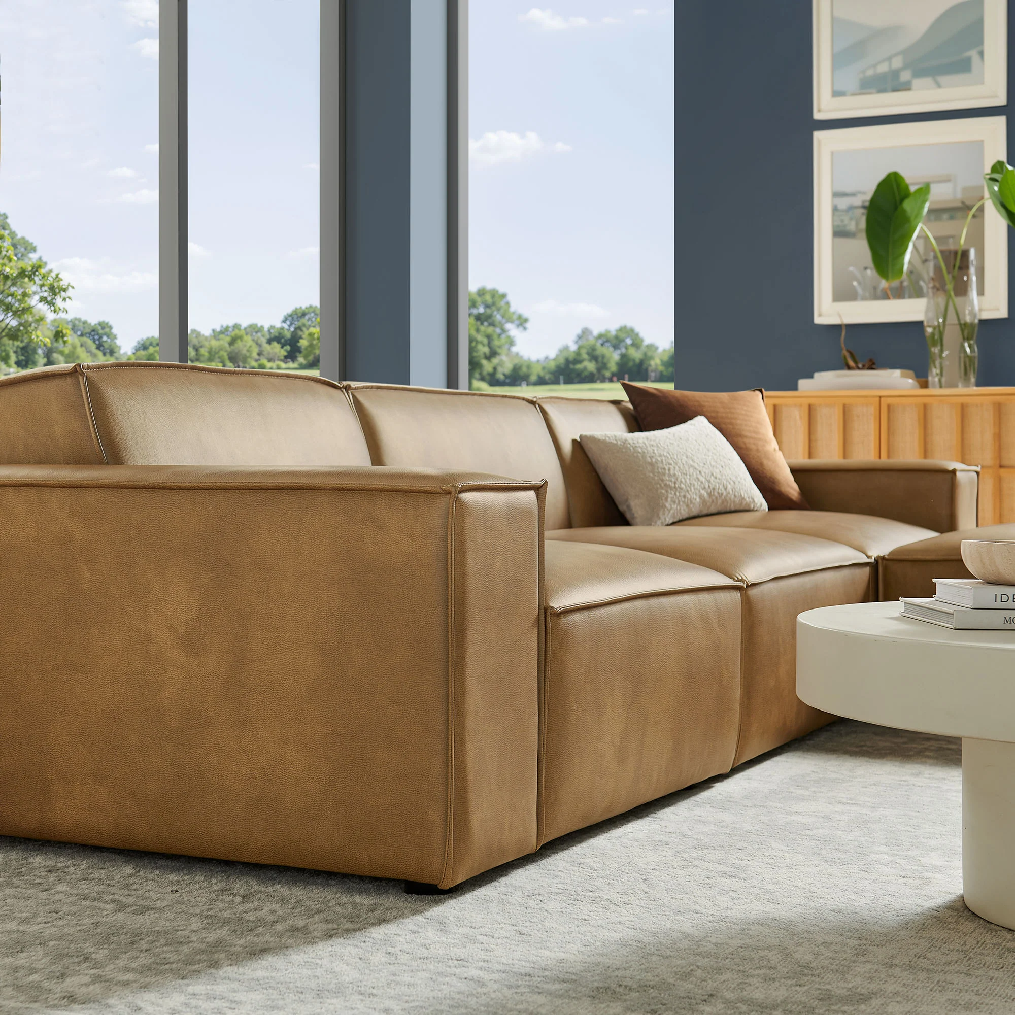 Restore 4-Piece Vegan Leather Modular Sofa Set with Ottoman by Modway - Image 18