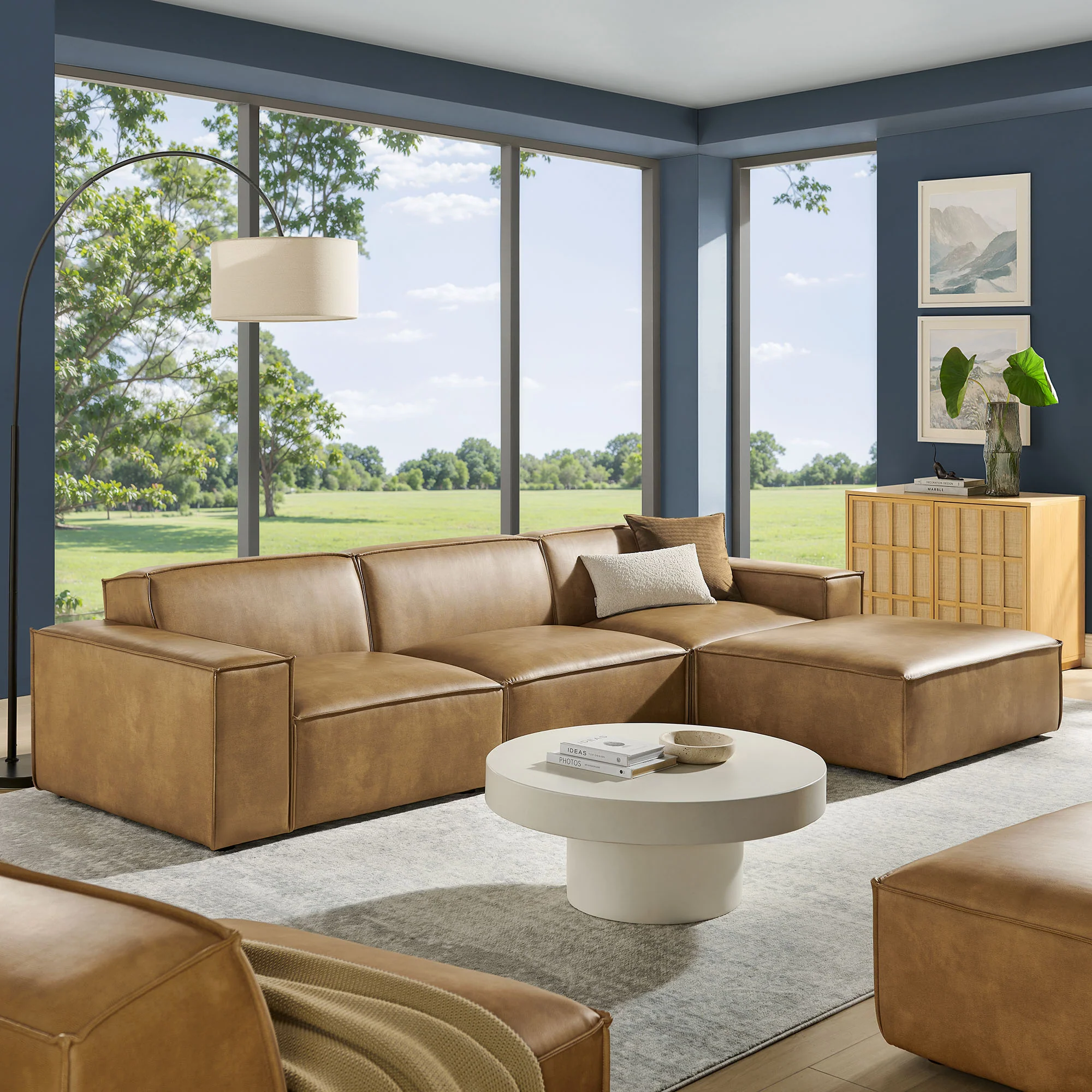 Restore 4-Piece Vegan Leather Modular Sofa Set with Ottoman by Modway - Image 19