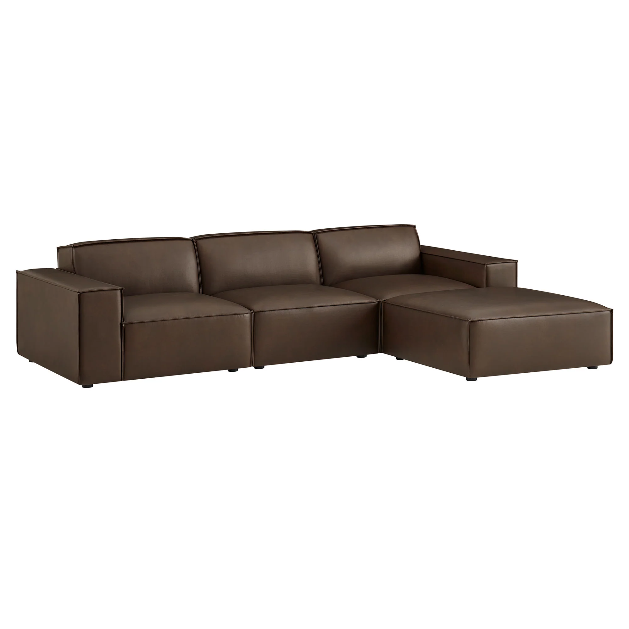 Restore 4-Piece Vegan Leather Modular Sofa Set with Ottoman by Modway - Image 2
