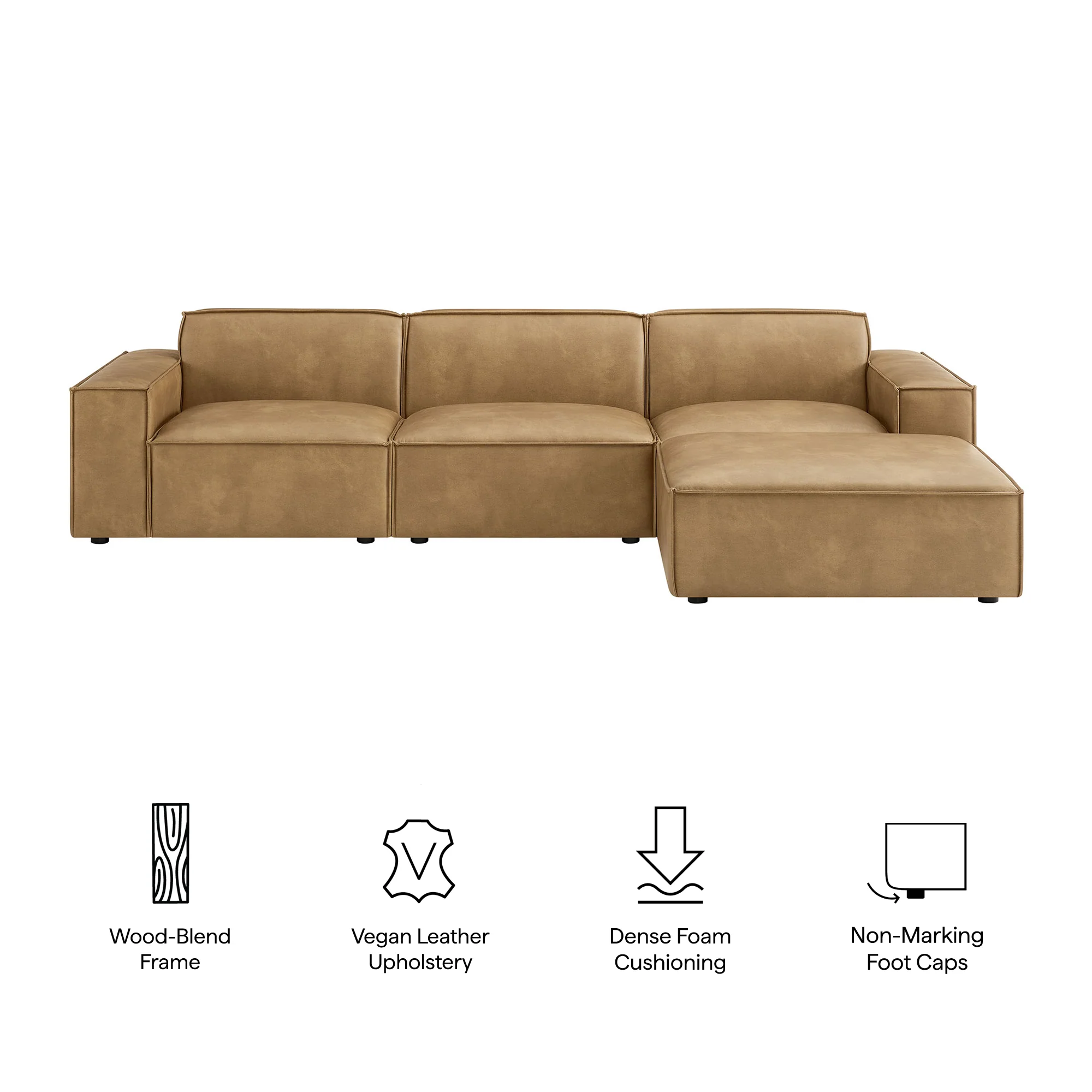 Restore 4-Piece Vegan Leather Modular Sofa Set with Ottoman by Modway - Image 20