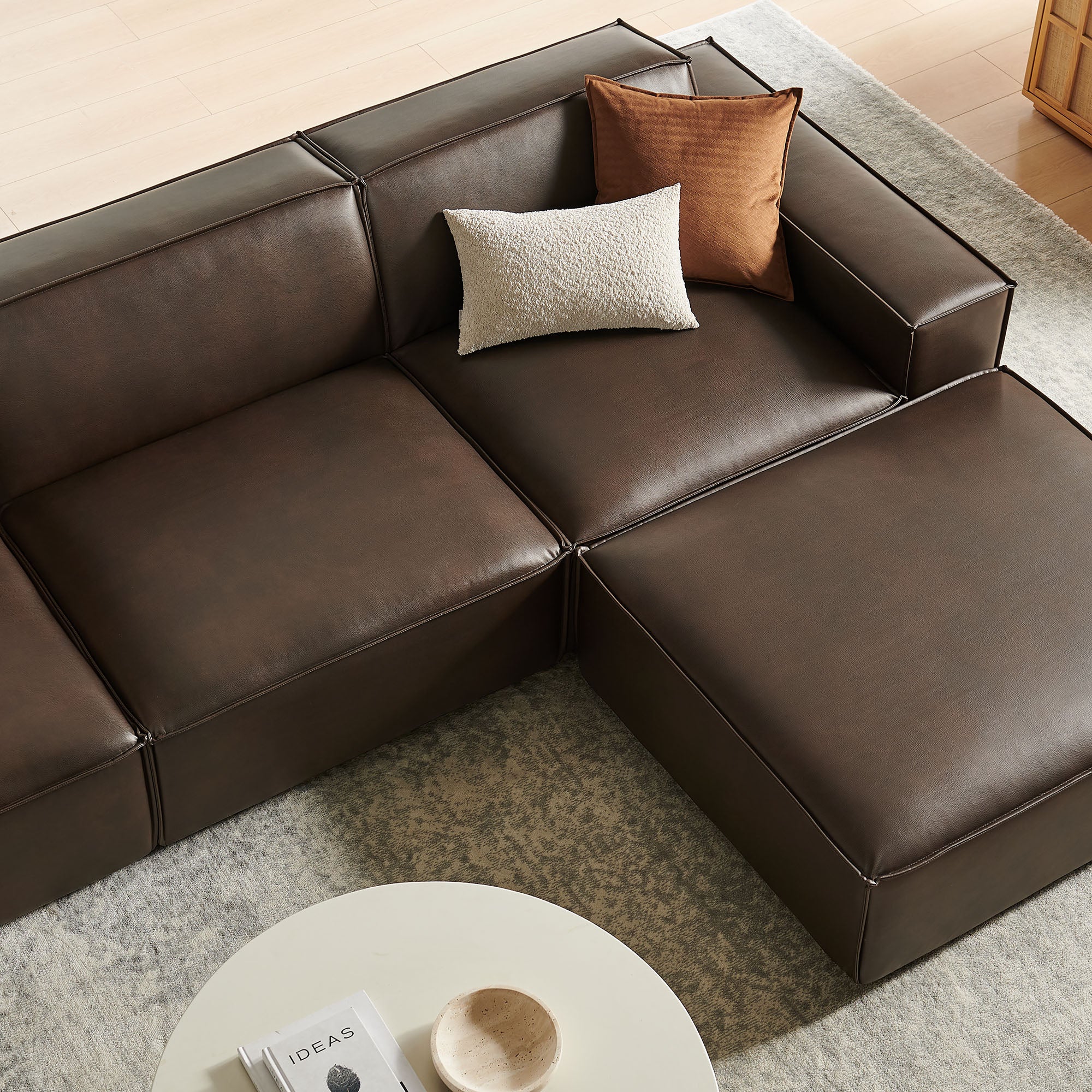 Restore 4-Piece Vegan Leather Modular Sofa Set with Ottoman by Modway - Image 6