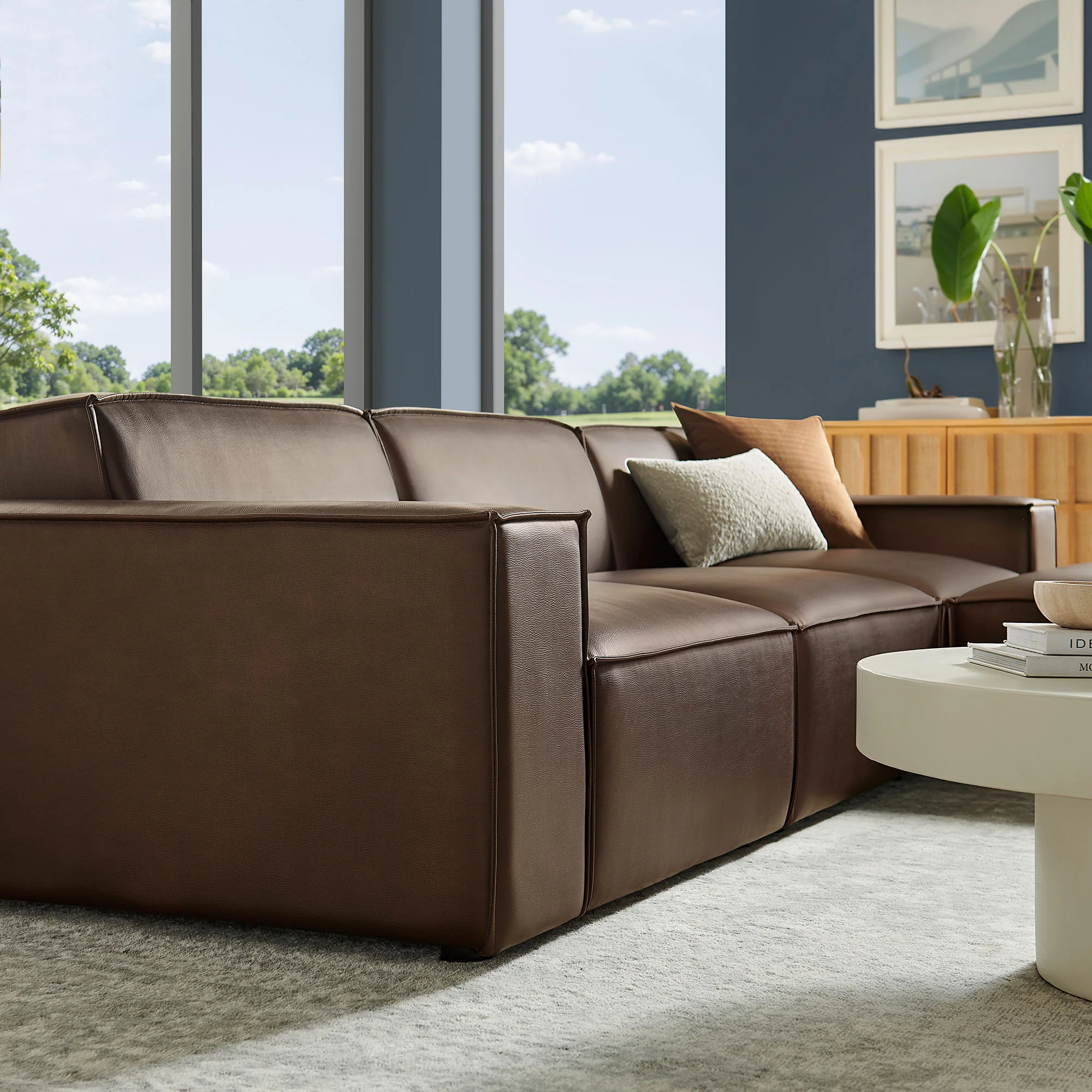 Restore 4-Piece Vegan Leather Modular Sofa Set with Ottoman by Modway - Image 7