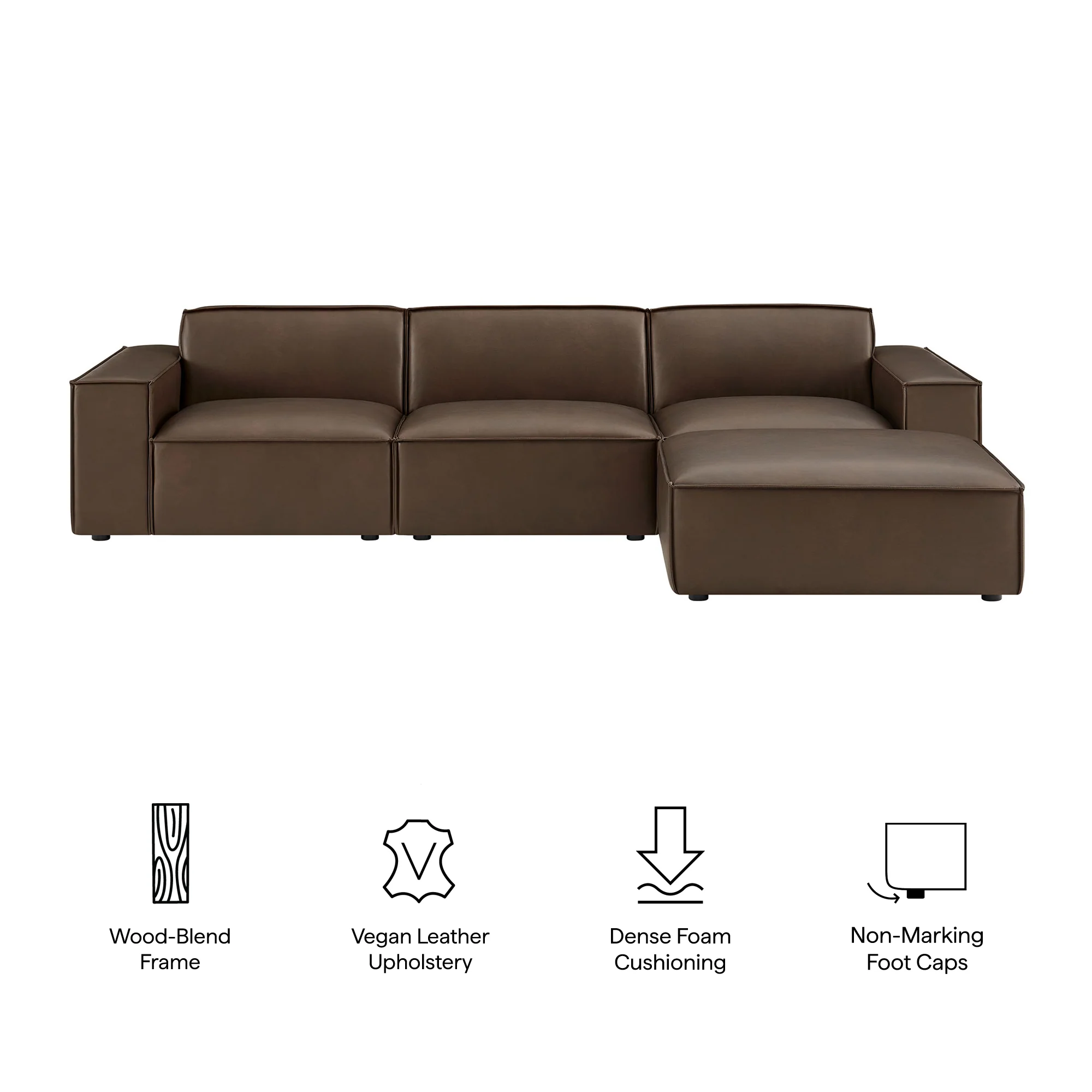 Restore 4-Piece Vegan Leather Modular Sofa Set with Ottoman by Modway - Image 8