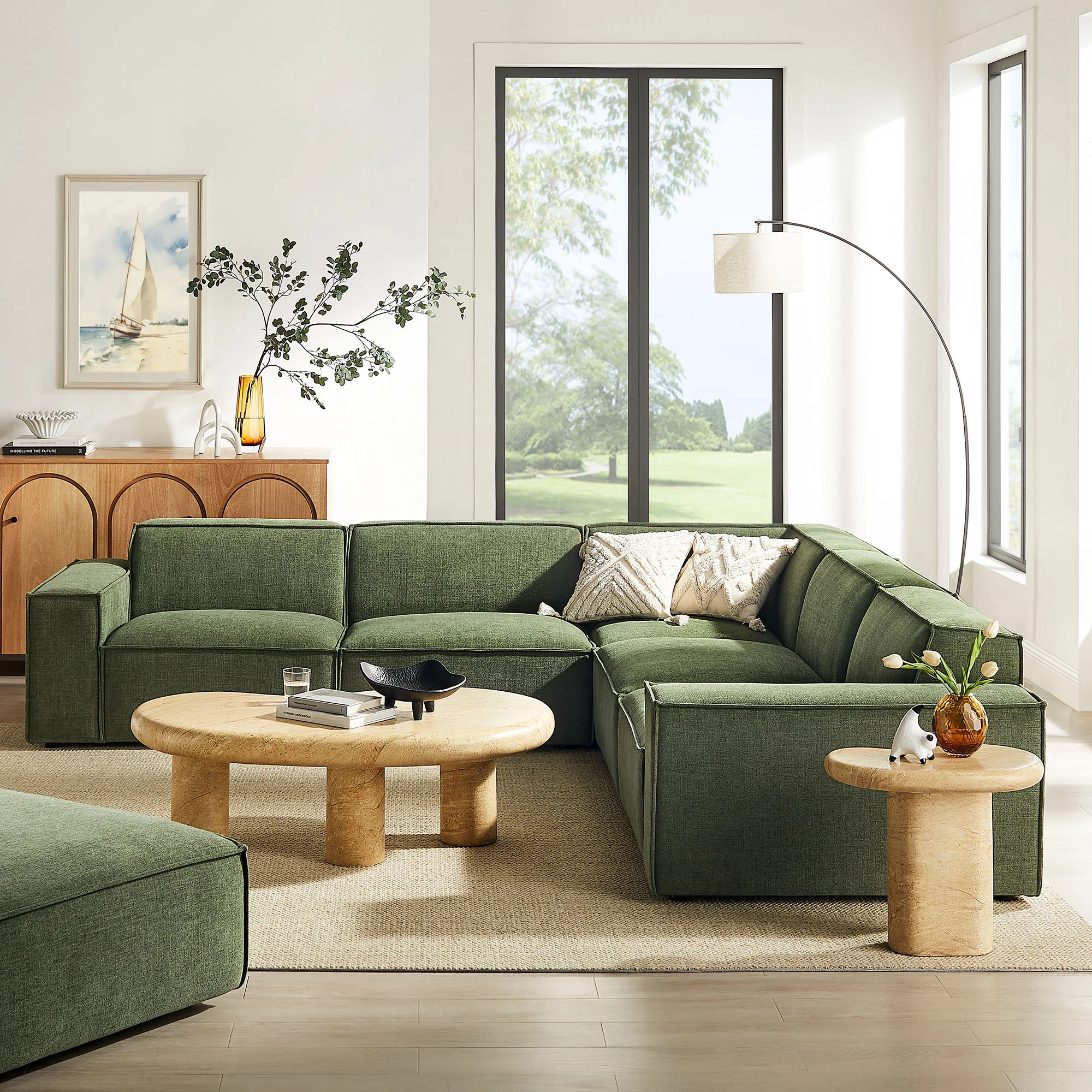 Restore 5-Piece Performance Fabric Upholstered Modular L-Shaped Sofa by Modway - Image 18