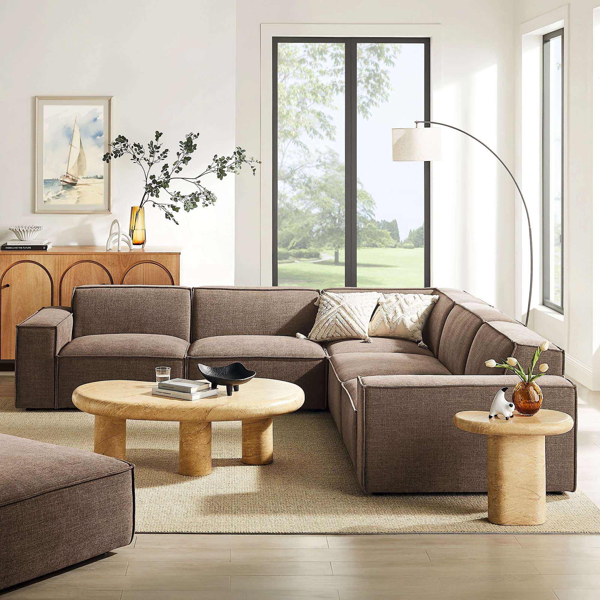 Restore 5-Piece Performance Fabric Upholstered Modular L-Shaped Sofa by Modway - Image 30