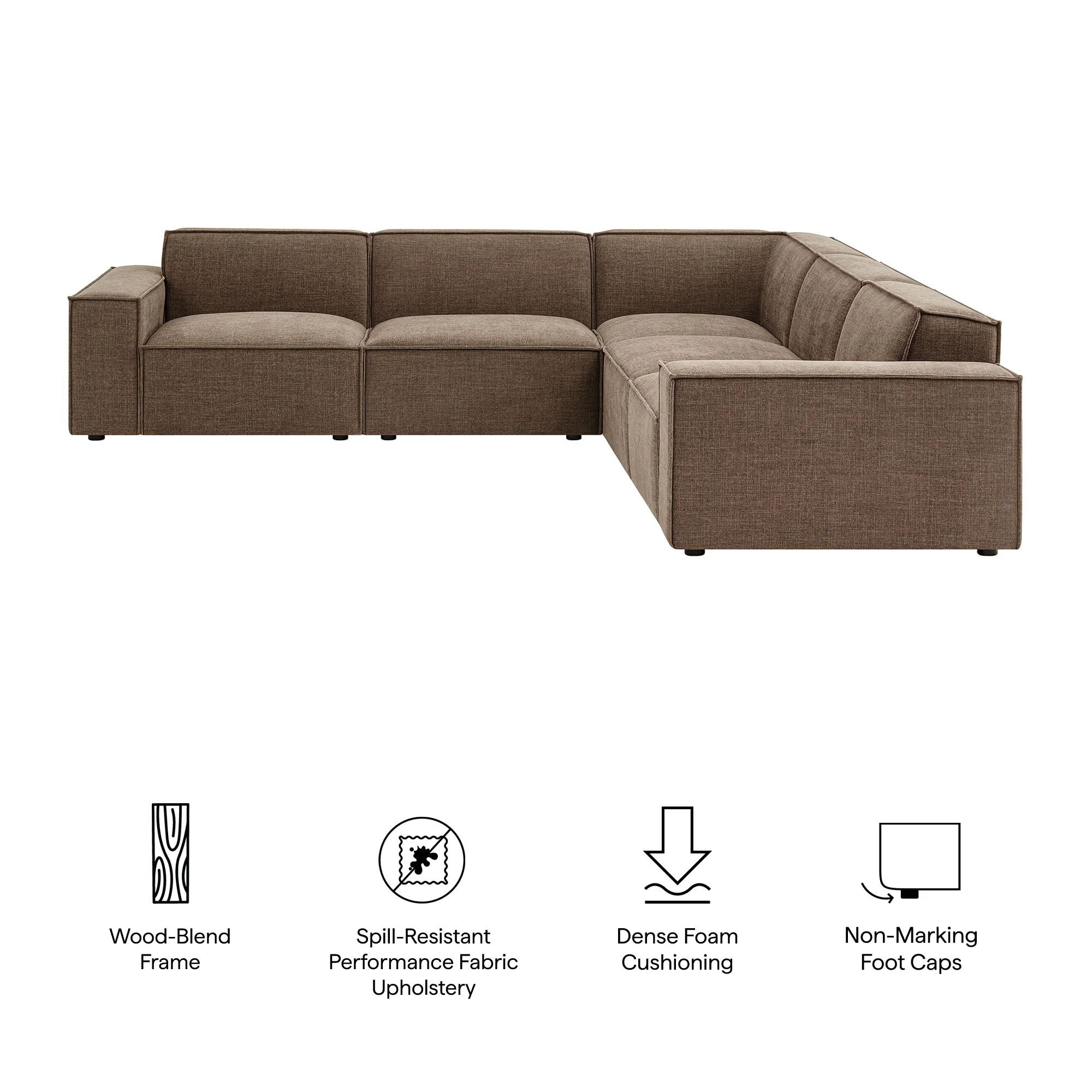 Restore 5-Piece Performance Fabric Upholstered Modular L-Shaped Sofa by Modway - Image 31