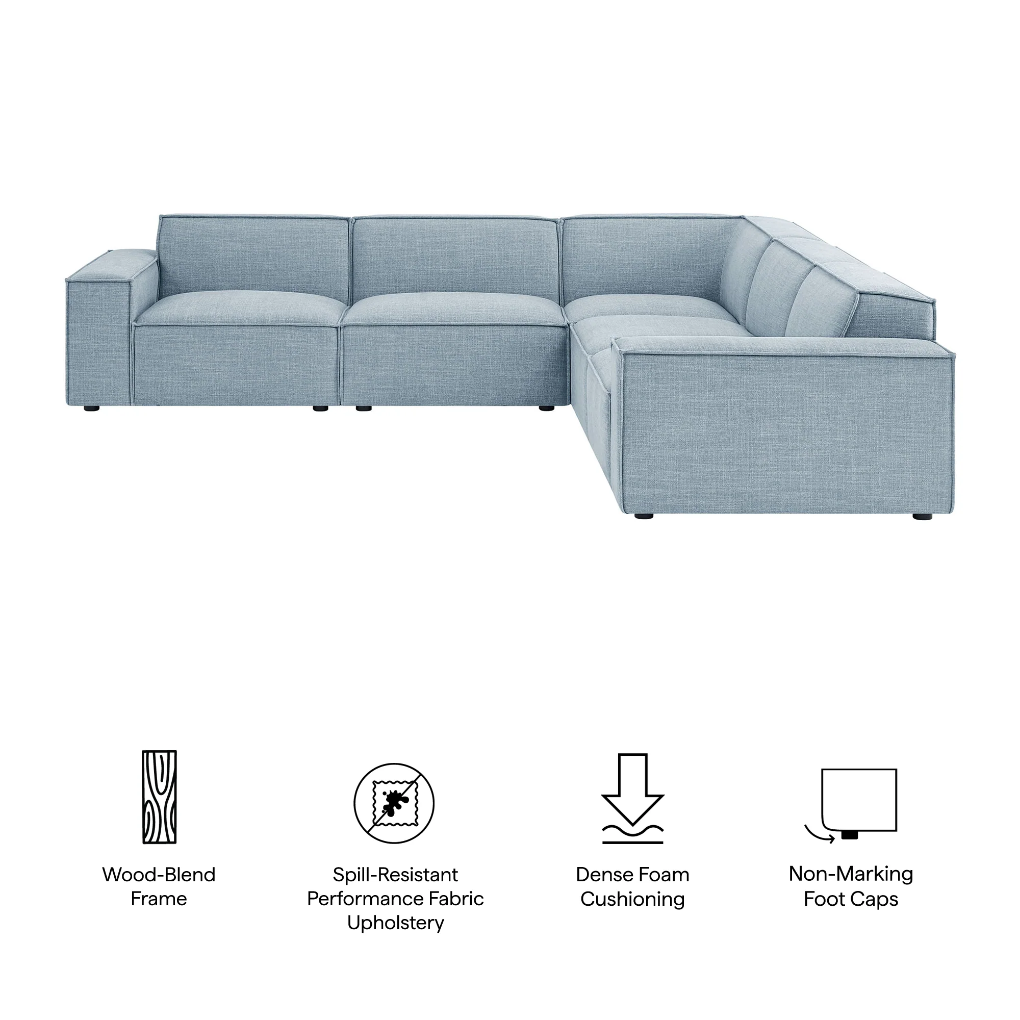 Restore 5-Piece Performance Fabric Upholstered Modular L-Shaped Sofa by Modway - Image 55