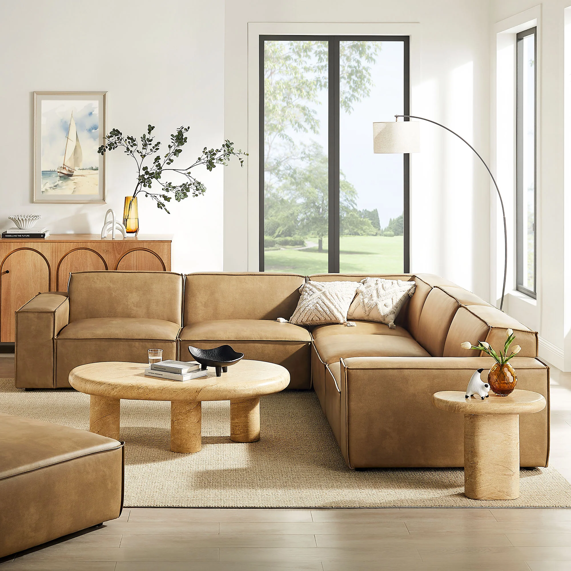 Restore 5-Piece Vegan Leather Modular L-Shaped Sofa by Modway - Image 17