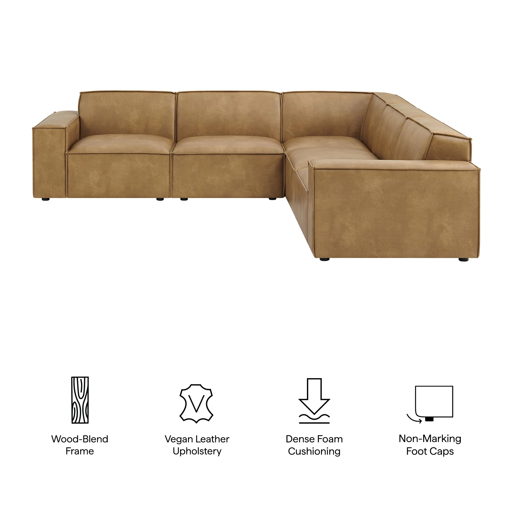 Restore 5-Piece Vegan Leather Modular L-Shaped Sofa by Modway - Image 18