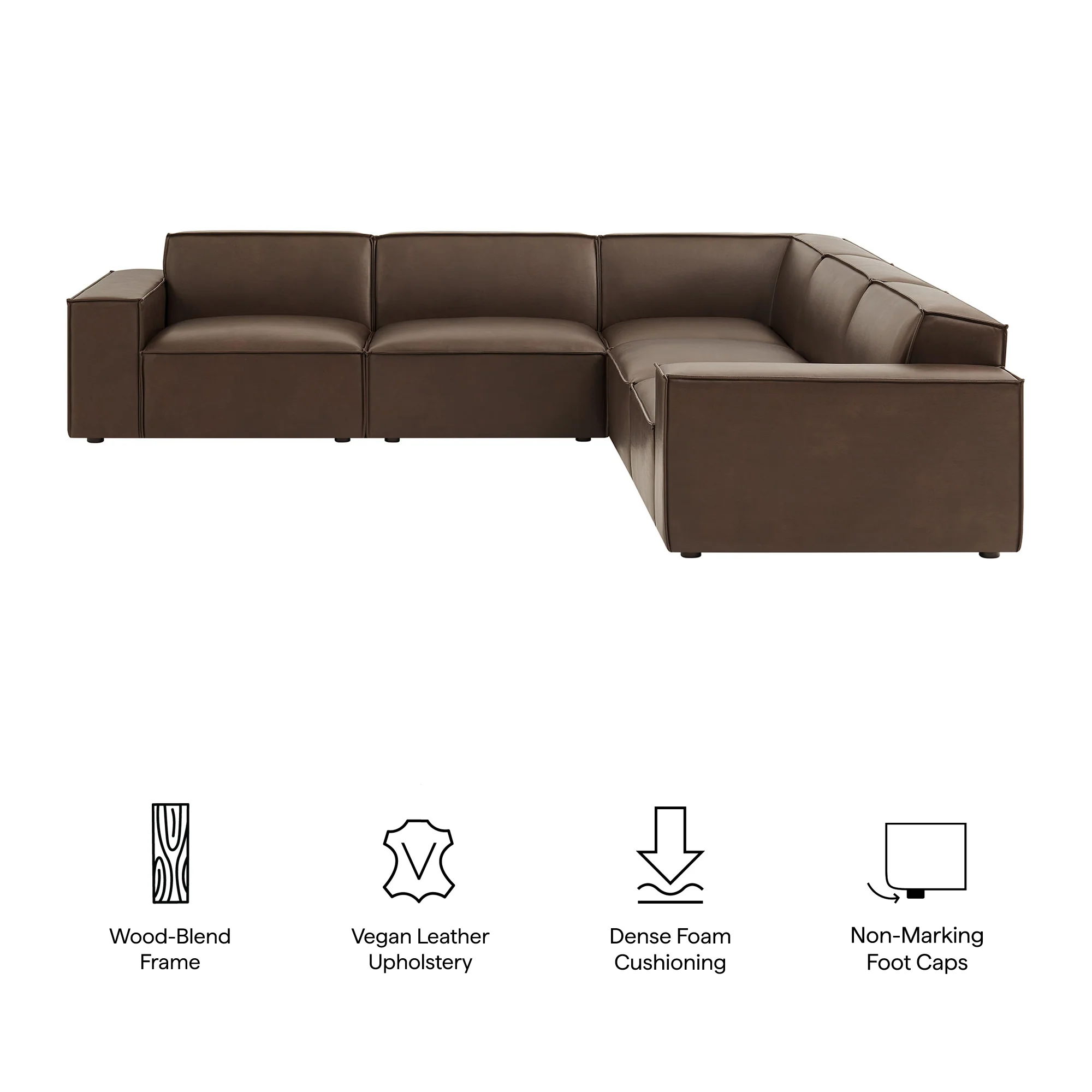 Restore 5-Piece Vegan Leather Modular L-Shaped Sofa by Modway - Image 7
