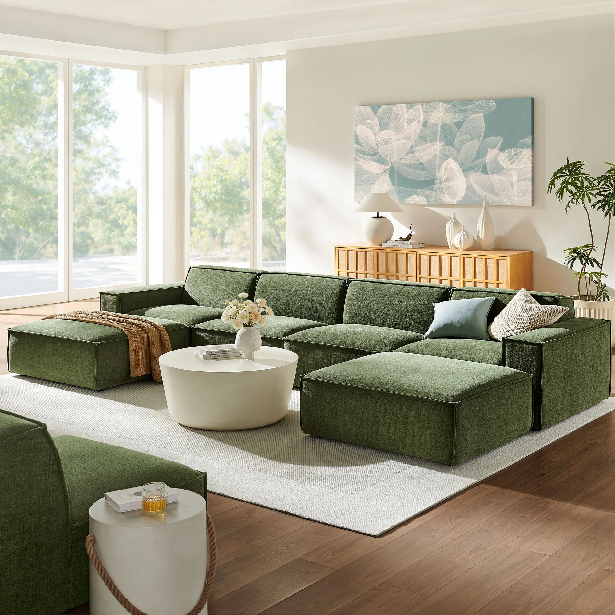 Restore 6-Piece Performance Fabric Upholstered Modular Sectional Sofa by Modway - Image 18