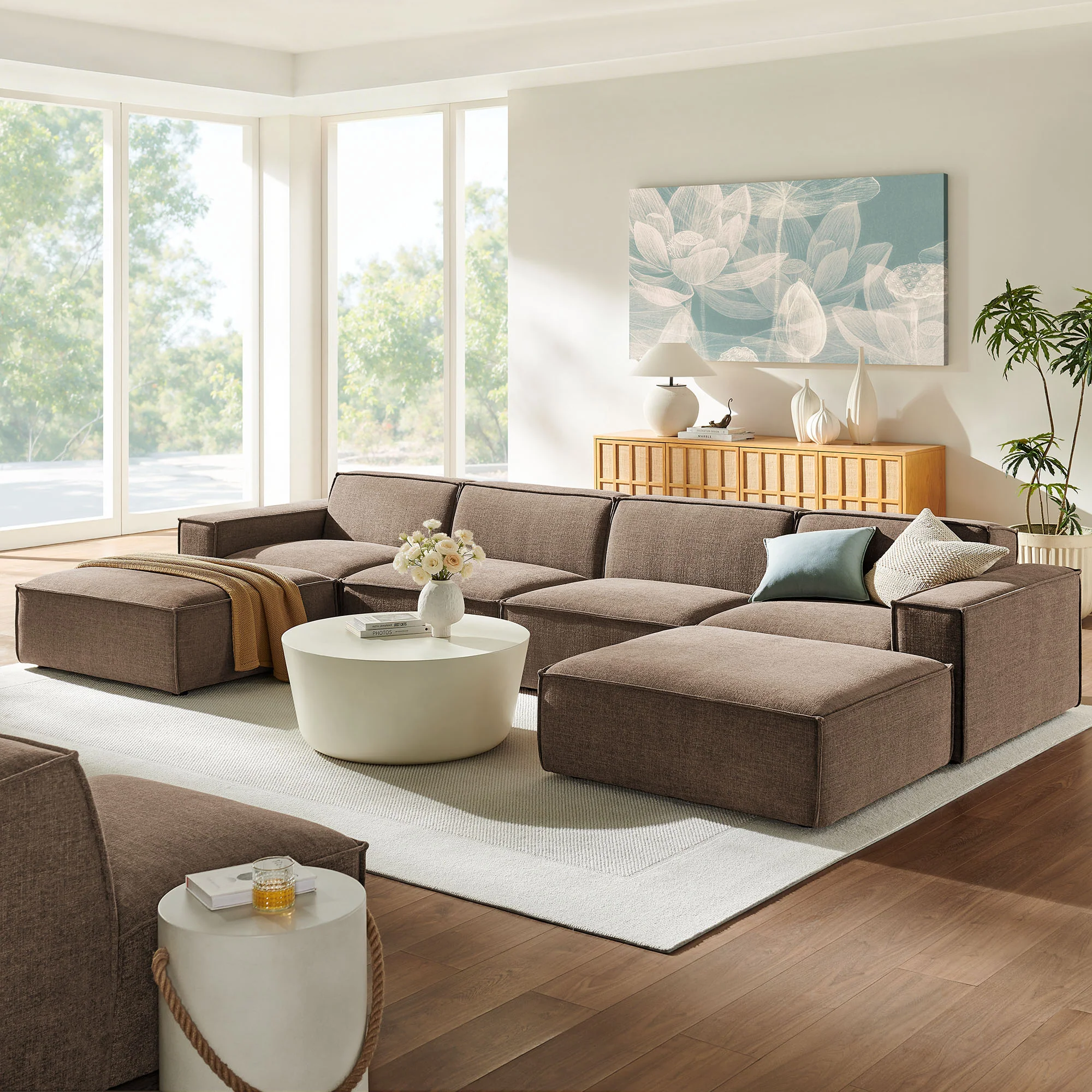 Restore 6-Piece Performance Fabric Upholstered Modular Sectional Sofa by Modway - Image 30
