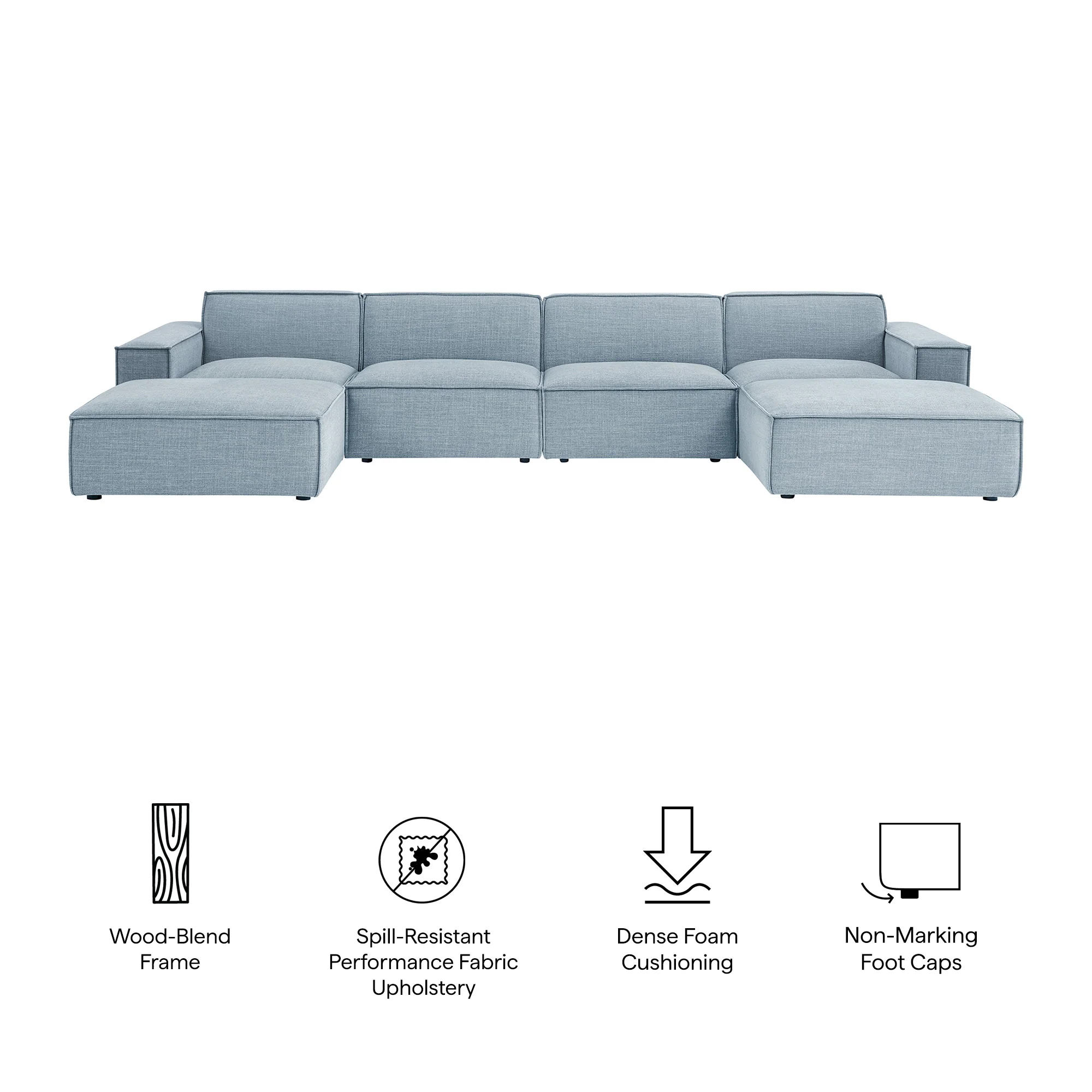 Restore 6-Piece Performance Fabric Upholstered Modular Sectional Sofa by Modway - Image 55