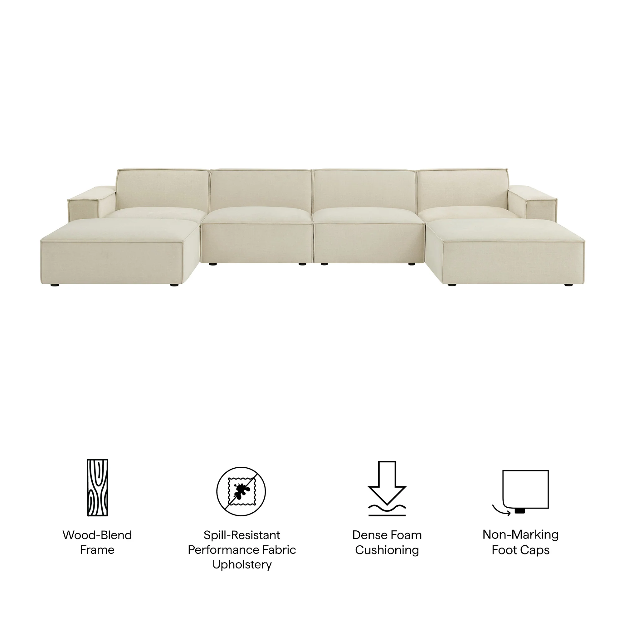 Restore 6-Piece Performance Fabric Upholstered Modular Sectional Sofa by Modway - Image 7