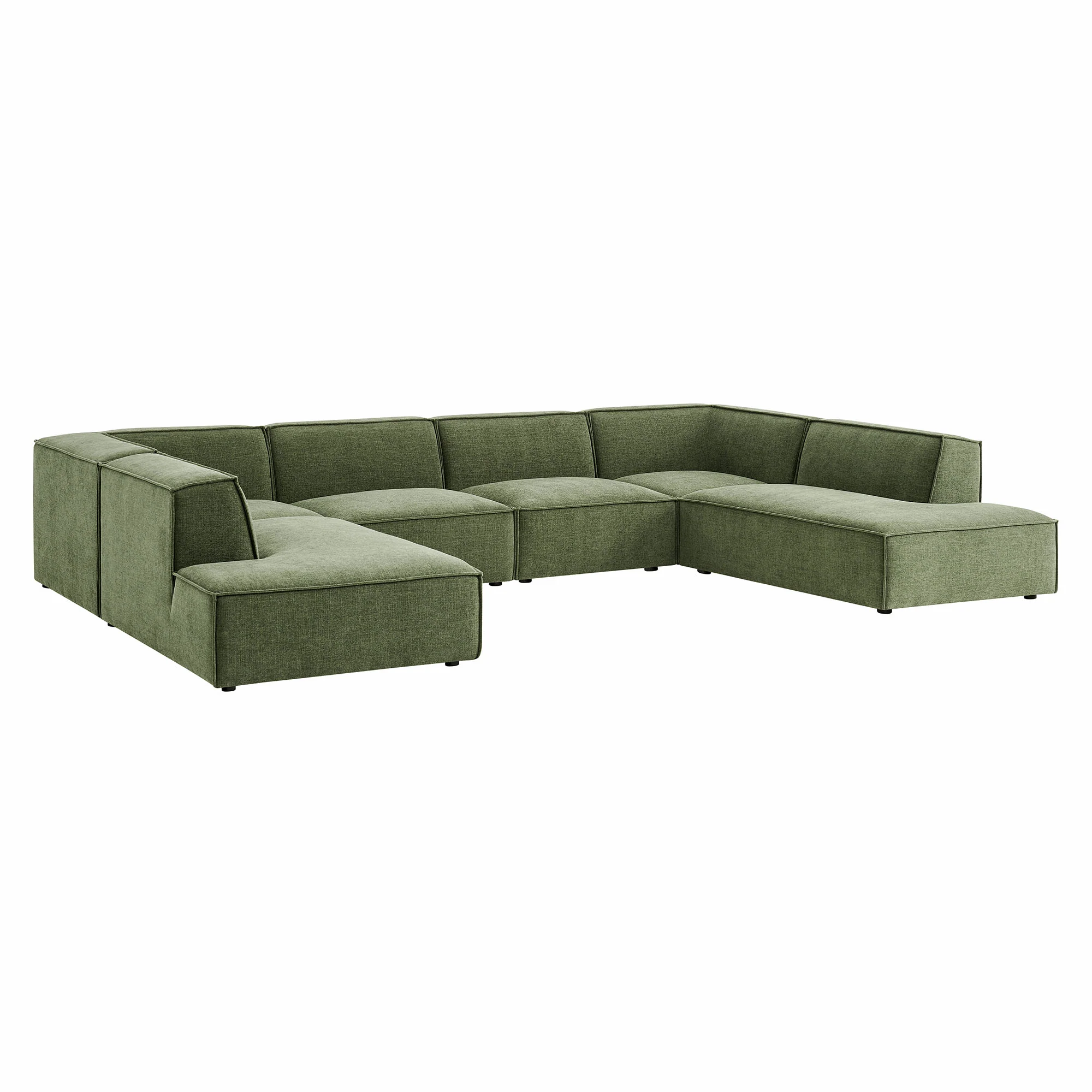 Restore 6-Piece Performance Fabric Upholstered U-Shaped Sectional Sofa by Modway - Image 13