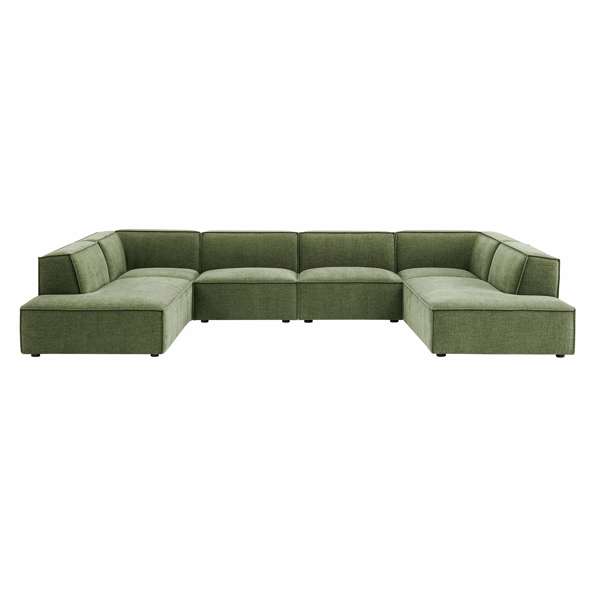 Restore 6-Piece Performance Fabric Upholstered U-Shaped Sectional Sofa by Modway - Image 14
