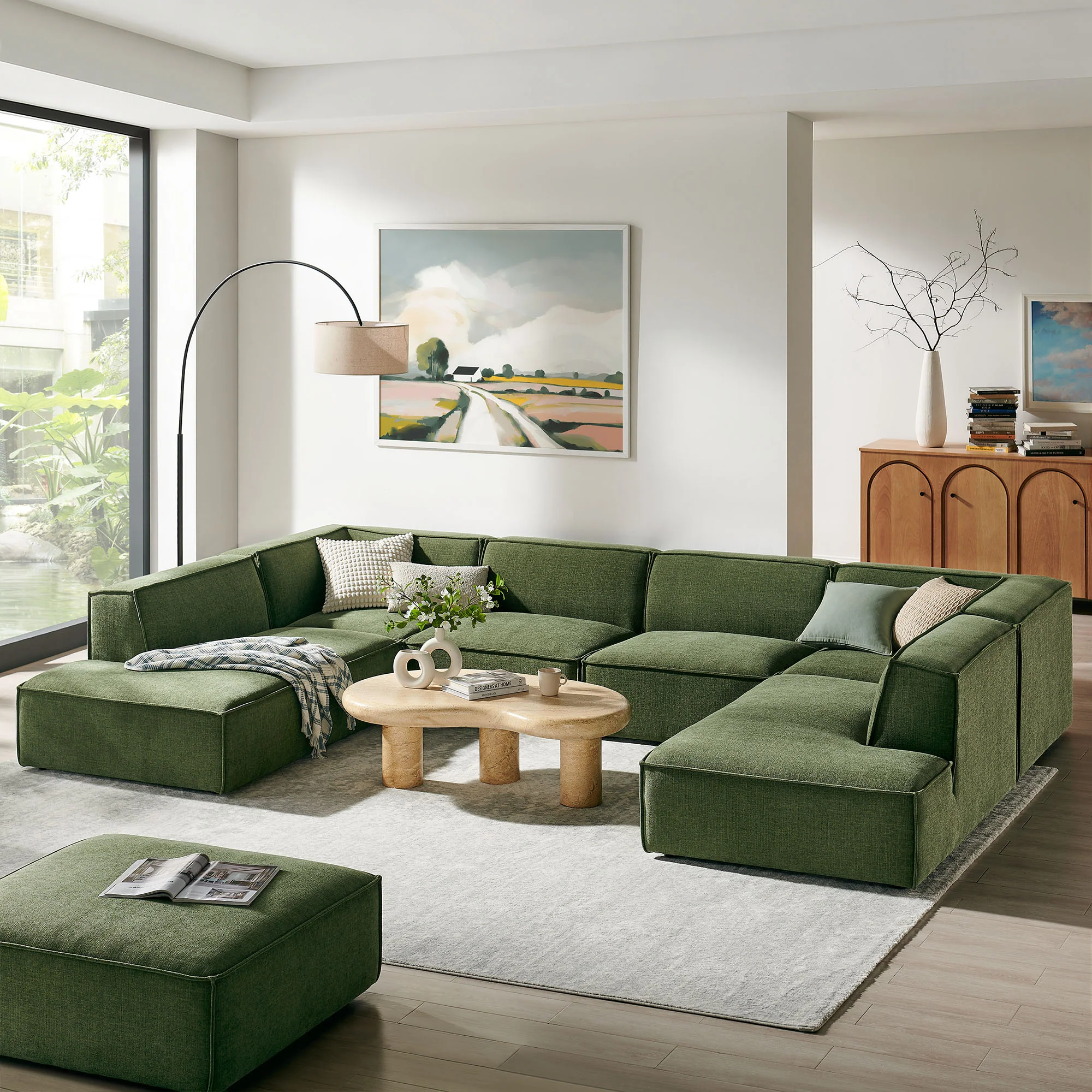 Restore 6-Piece Performance Fabric Upholstered U-Shaped Sectional Sofa by Modway - Image 18