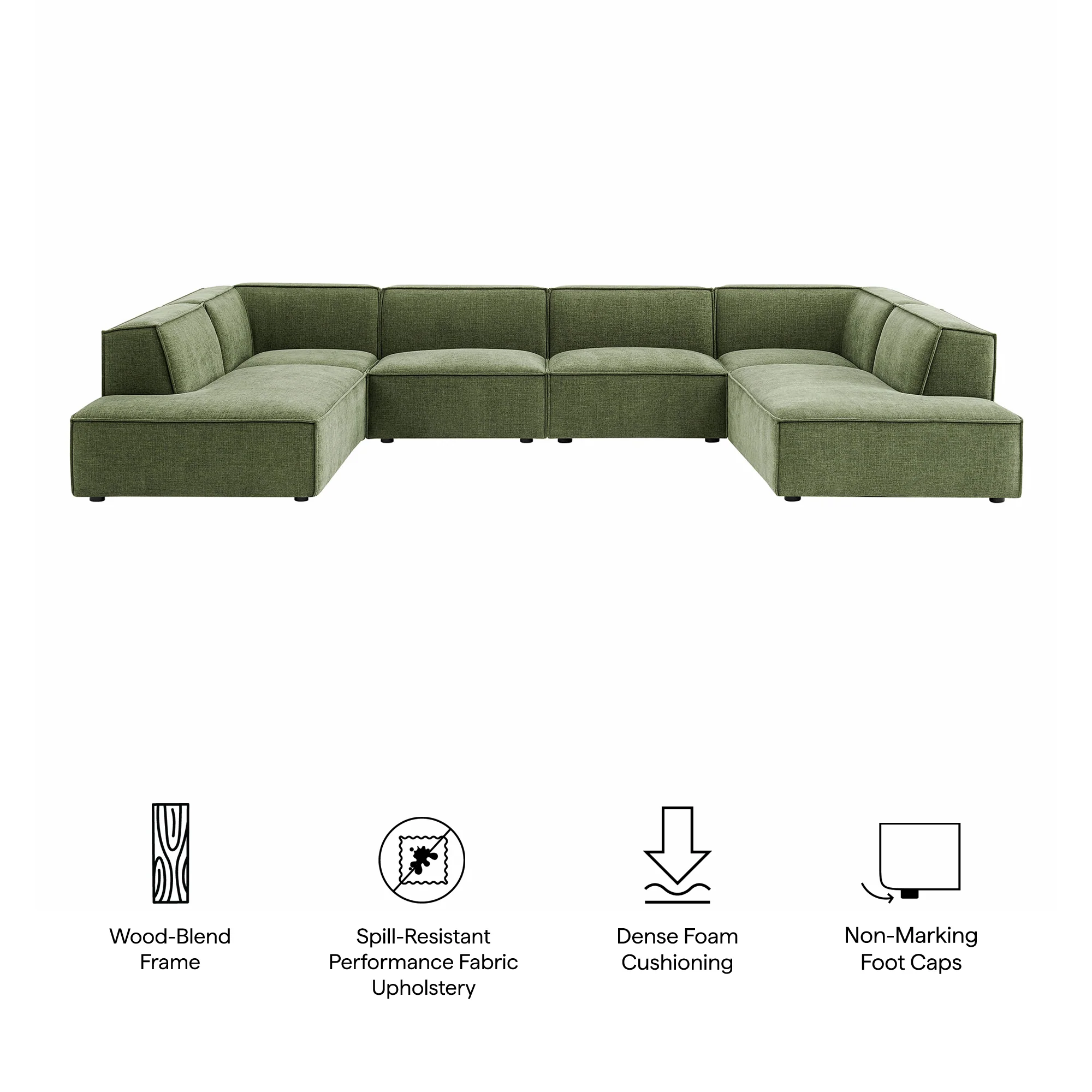 Restore 6-Piece Performance Fabric Upholstered U-Shaped Sectional Sofa by Modway - Image 19