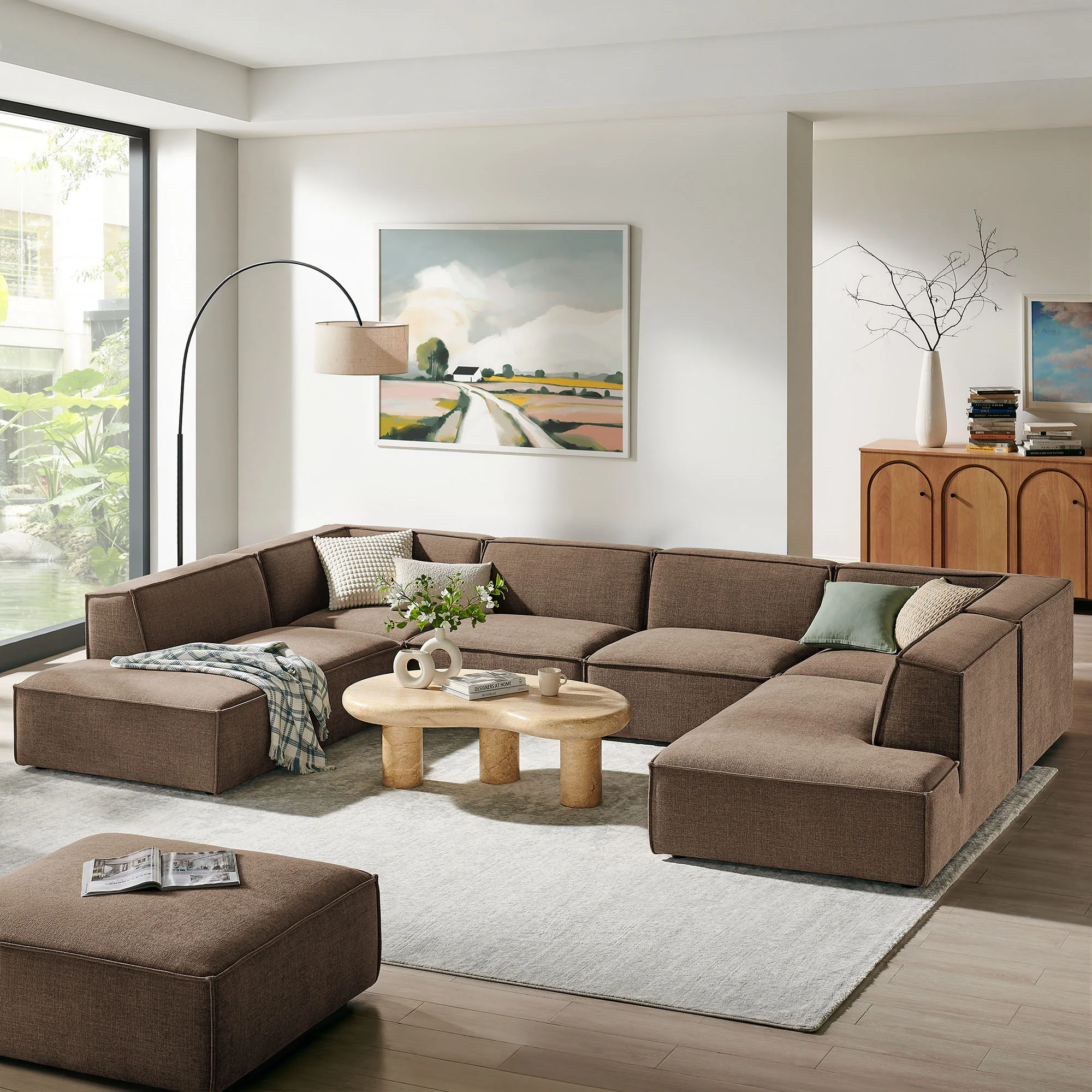 Restore 6-Piece Performance Fabric Upholstered U-Shaped Sectional Sofa by Modway - Image 30