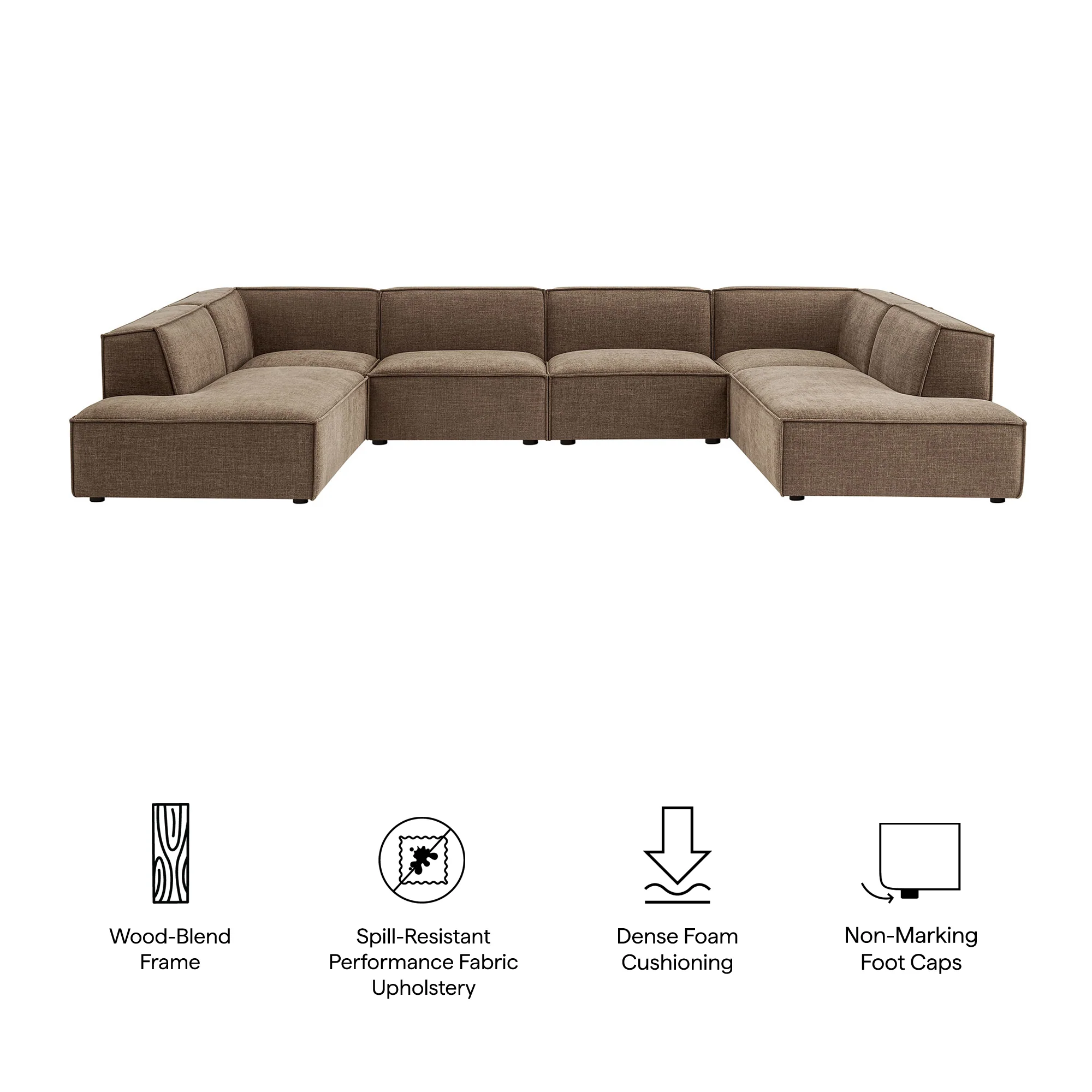 Restore 6-Piece Performance Fabric Upholstered U-Shaped Sectional Sofa by Modway - Image 31