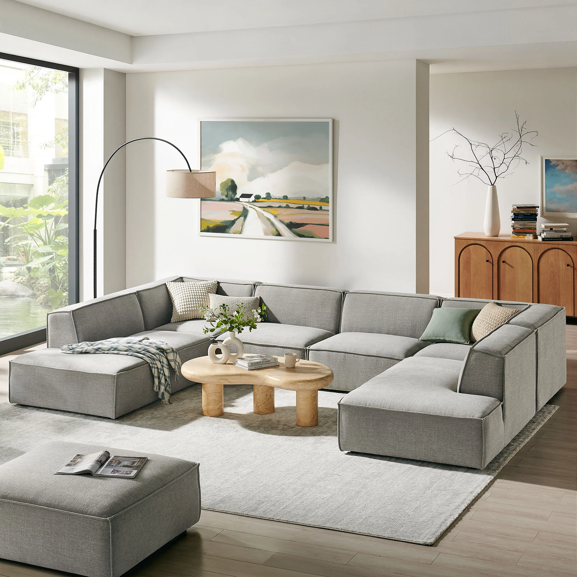 Restore 6-Piece Performance Fabric Upholstered U-Shaped Sectional Sofa by Modway - Image 42