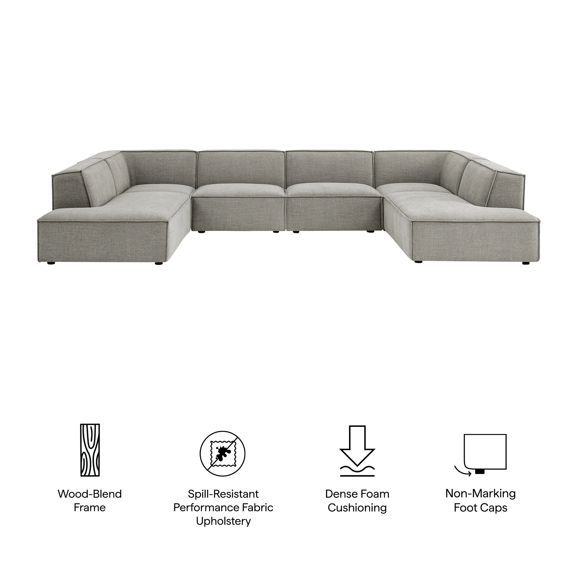 Restore 6-Piece Performance Fabric Upholstered U-Shaped Sectional Sofa by Modway - Image 43