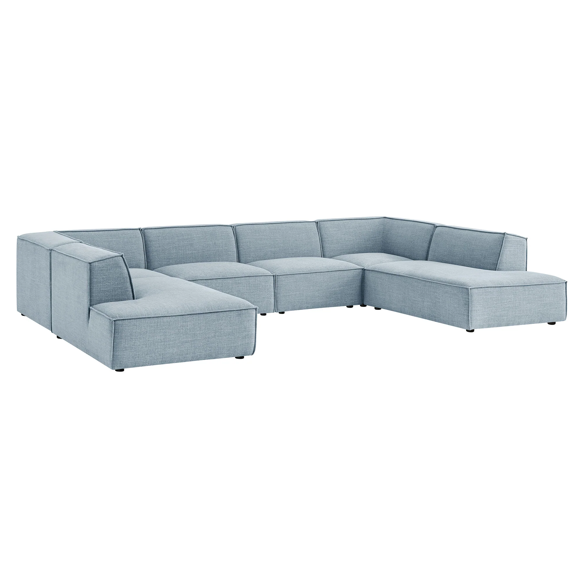 Restore 6-Piece Performance Fabric Upholstered U-Shaped Sectional Sofa by Modway - Image 49