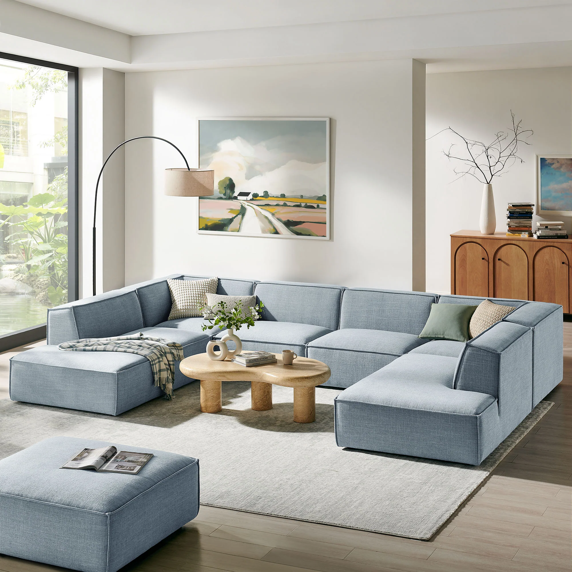 Restore 6-Piece Performance Fabric Upholstered U-Shaped Sectional Sofa by Modway - Image 54