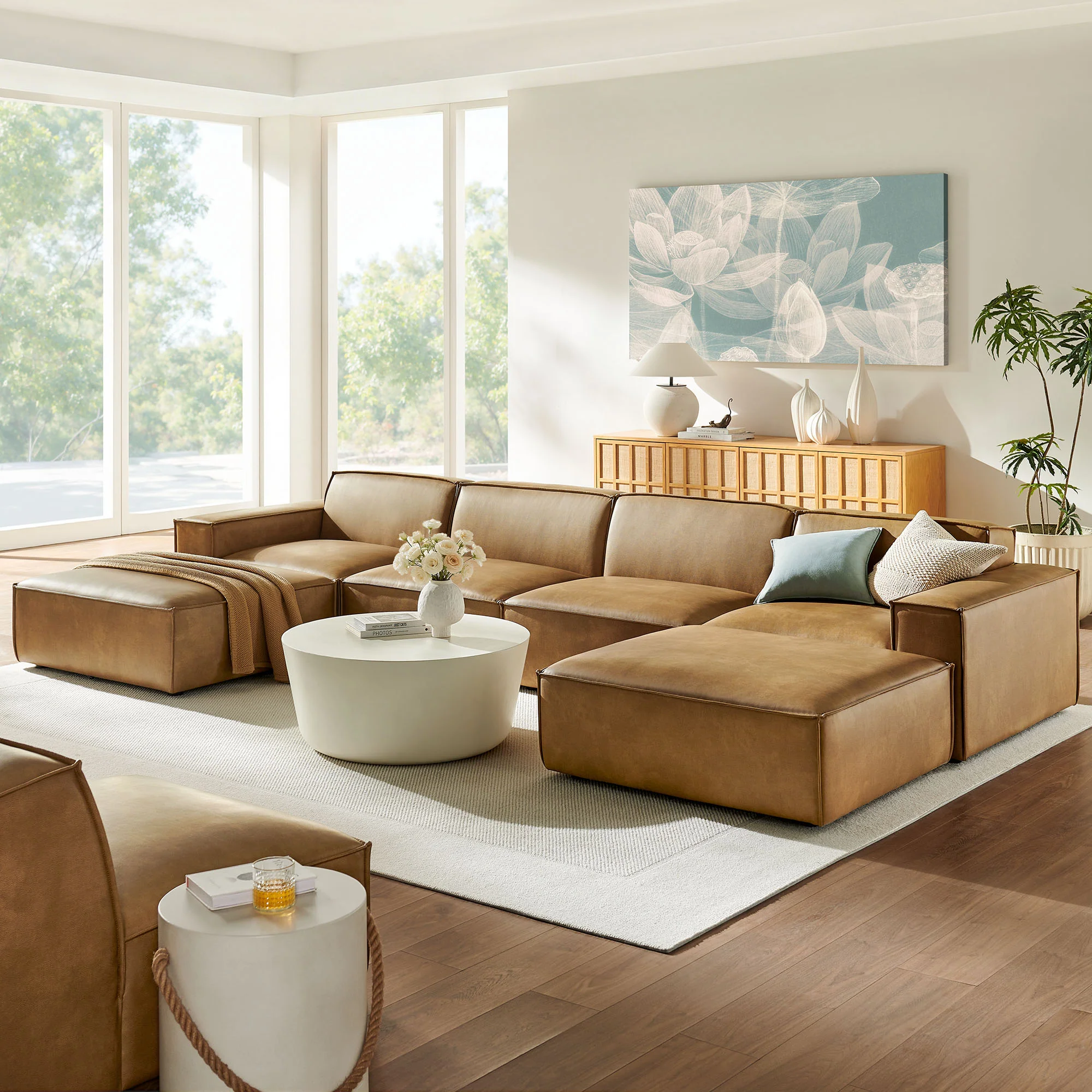 Restore 6-Piece Vegan Leather Modular Sectional Sofa by Modway - Image 17