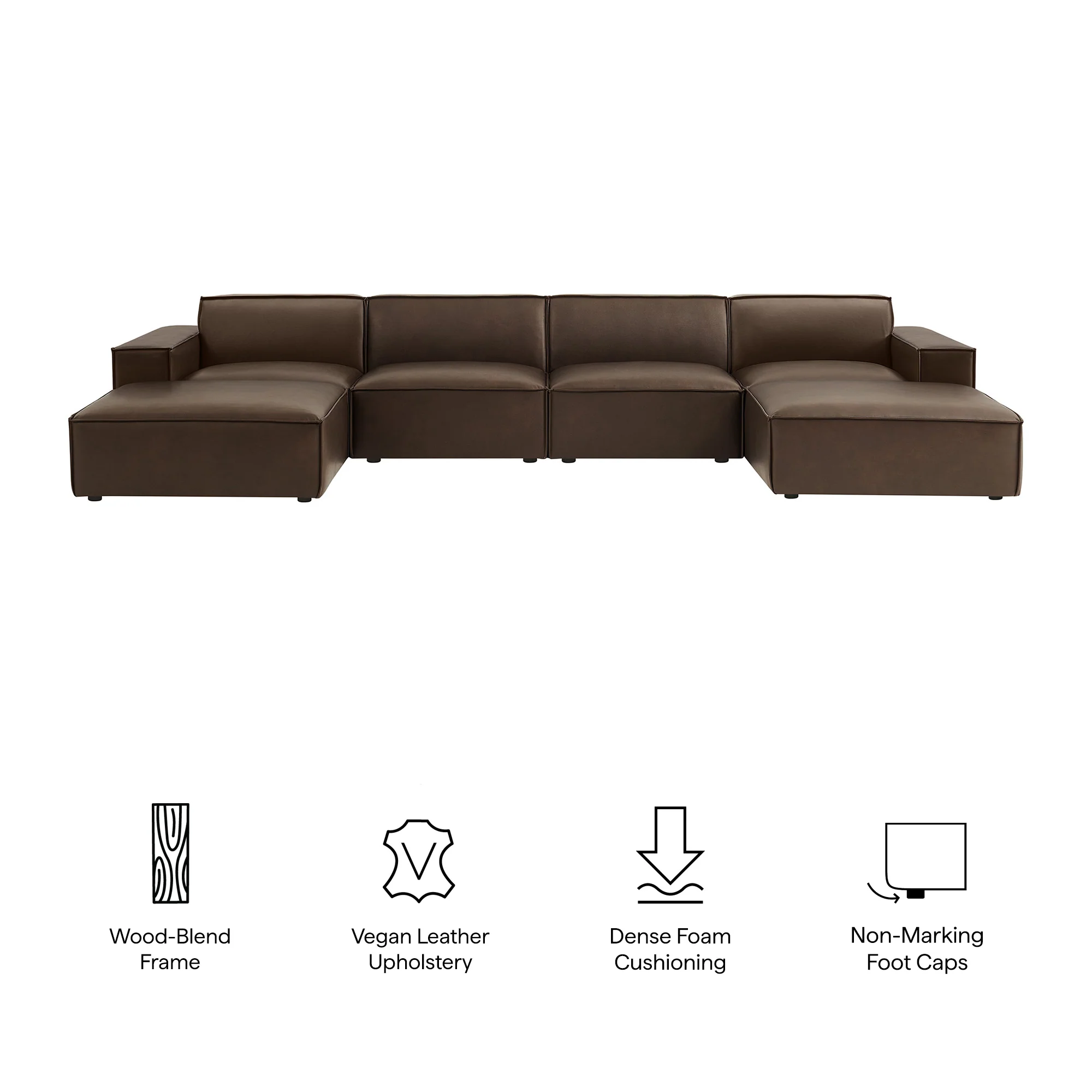 Restore 6-Piece Vegan Leather Modular Sectional Sofa by Modway - Image 7