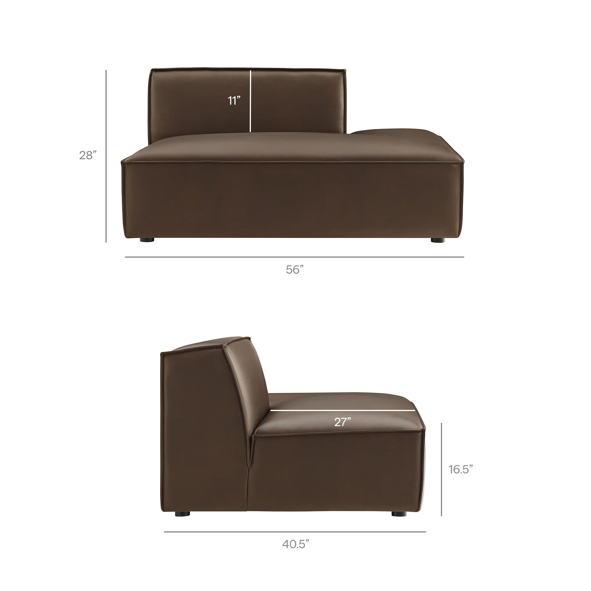 Restore 6-Piece Vegan Leather U-Shaped Armless Sectional Sofa by Modway - Image 11