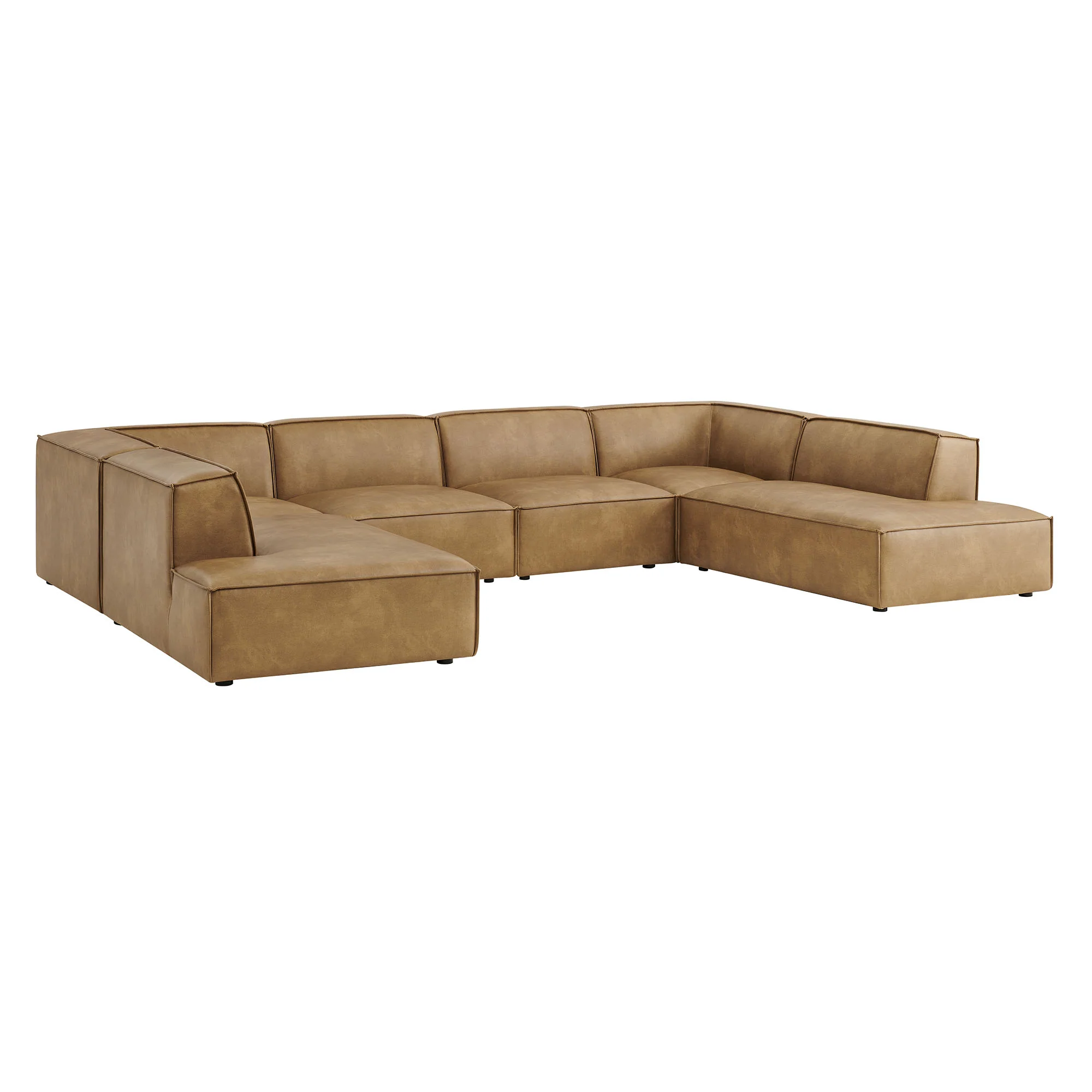 Restore 6-Piece Vegan Leather U-Shaped Armless Sectional Sofa by Modway - Image 12