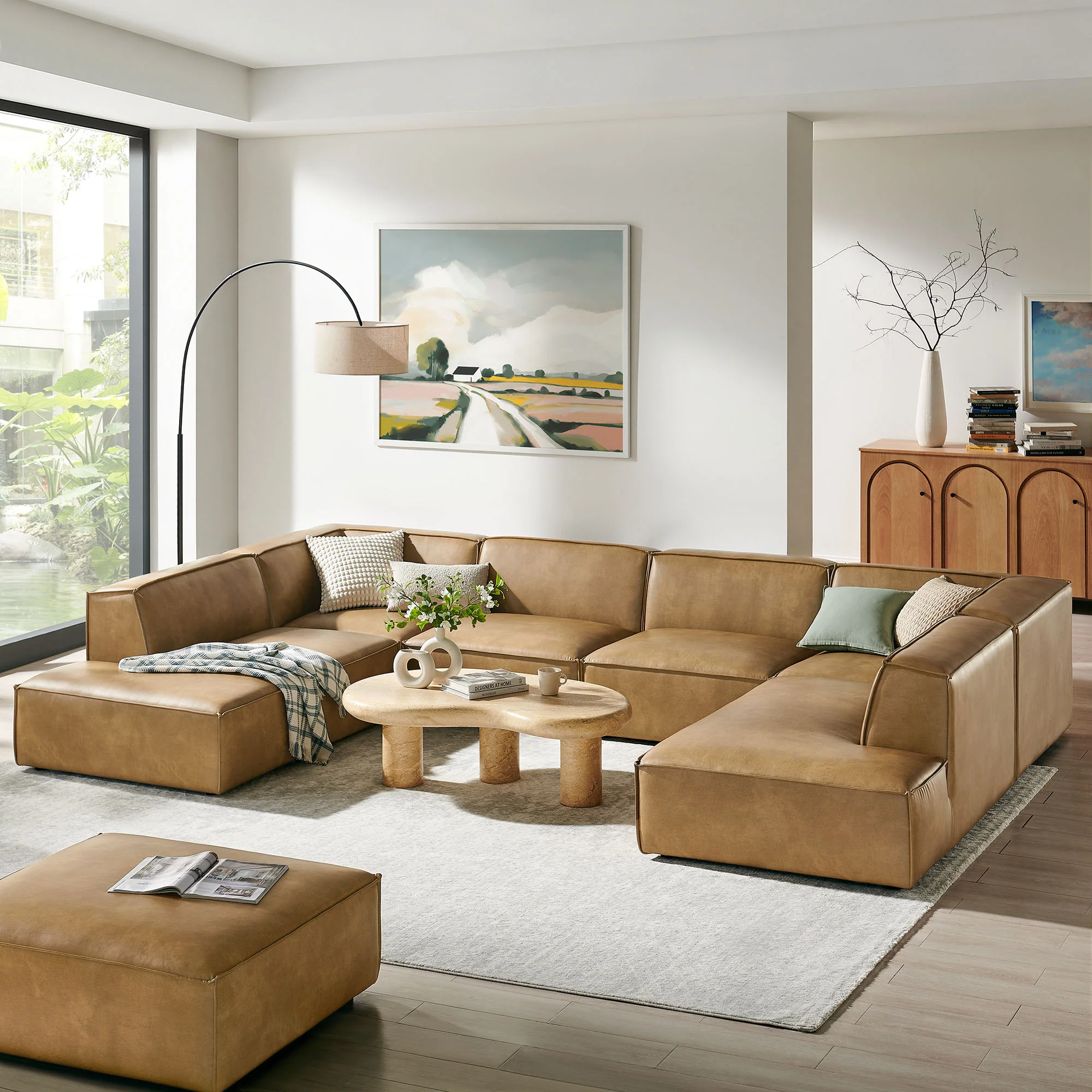 Restore 6-Piece Vegan Leather U-Shaped Armless Sectional Sofa by Modway - Image 17