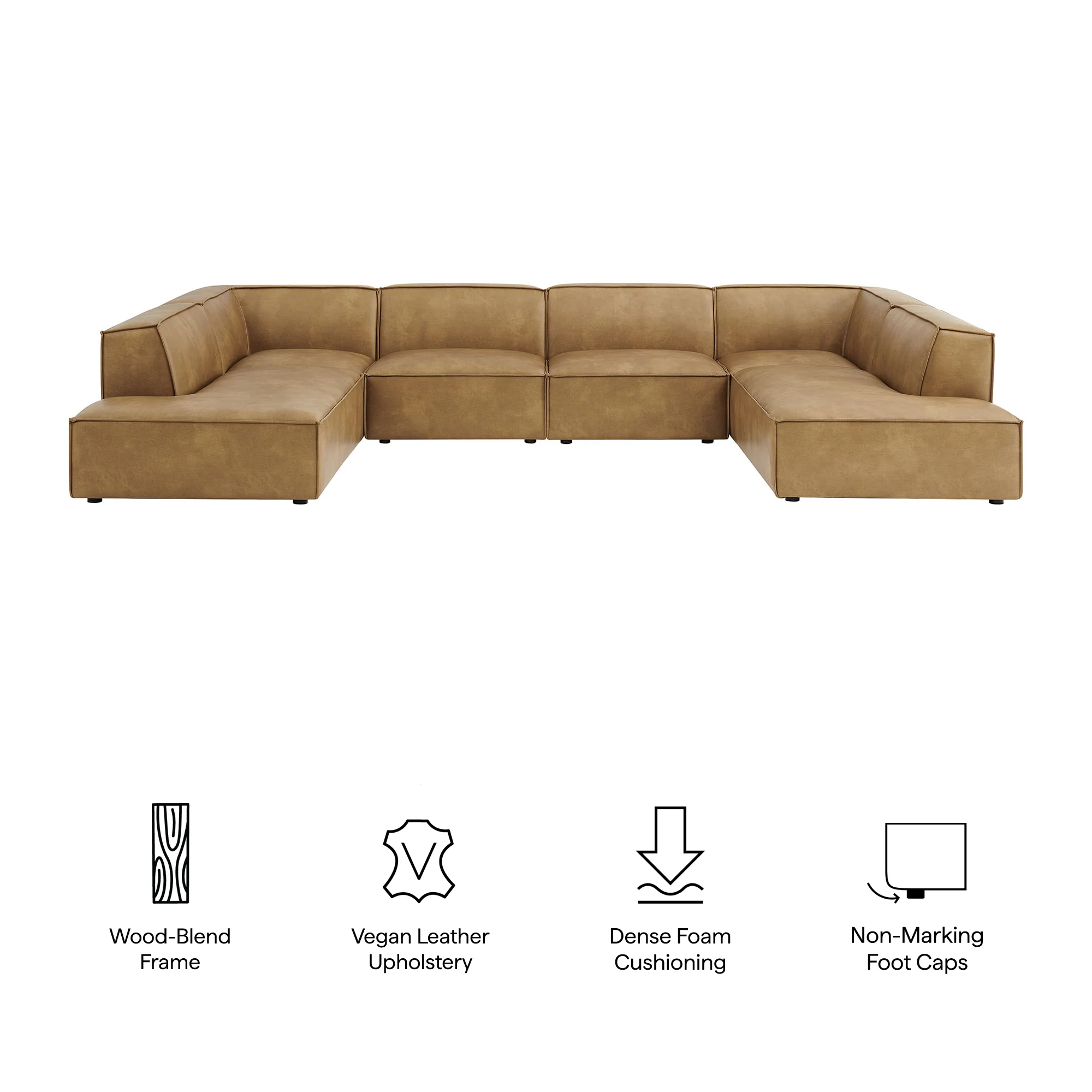 Restore 6-Piece Vegan Leather U-Shaped Armless Sectional Sofa by Modway - Image 18