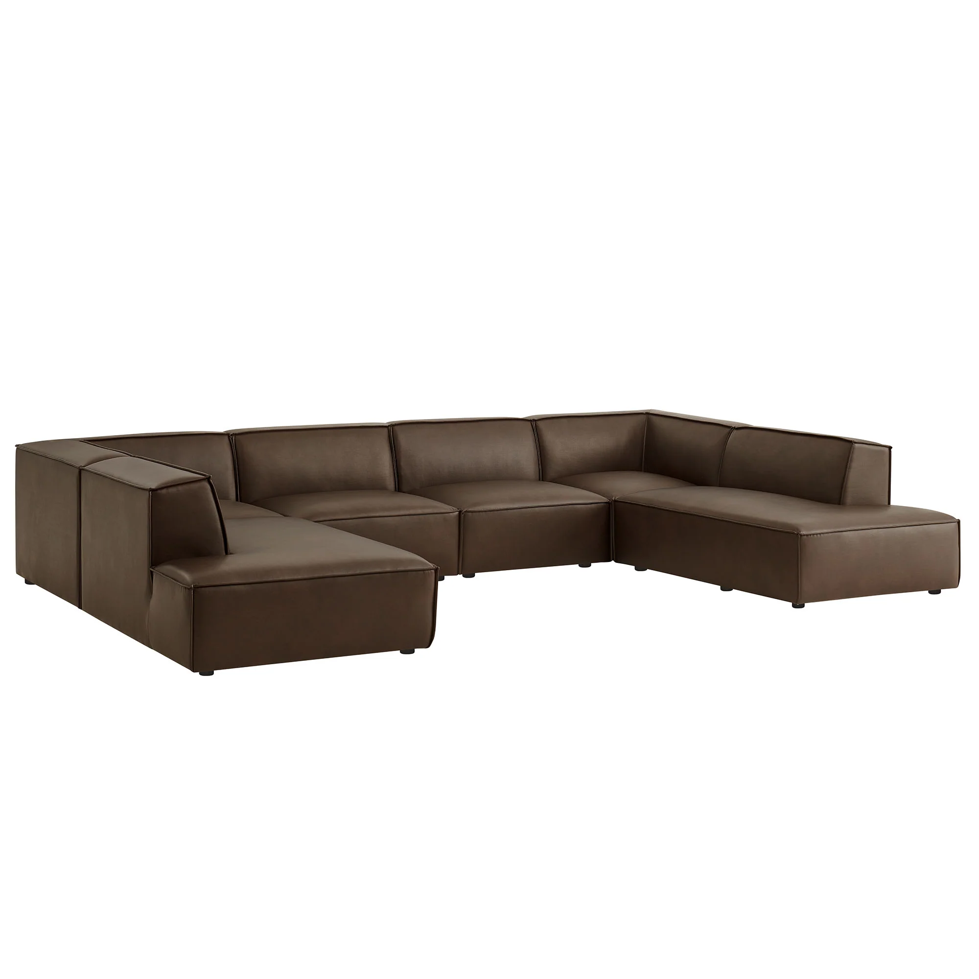 Restore 6-Piece Vegan Leather U-Shaped Armless Sectional Sofa by Modway - Image 2