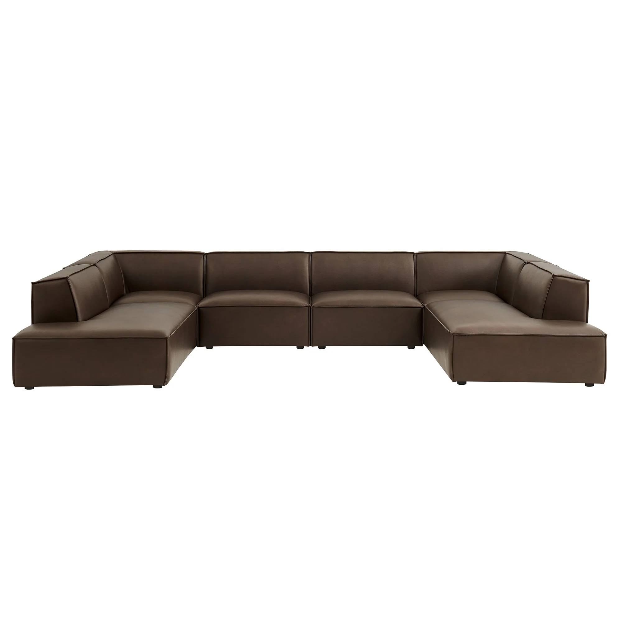 Restore 6-Piece Vegan Leather U-Shaped Armless Sectional Sofa by Modway - Image 3