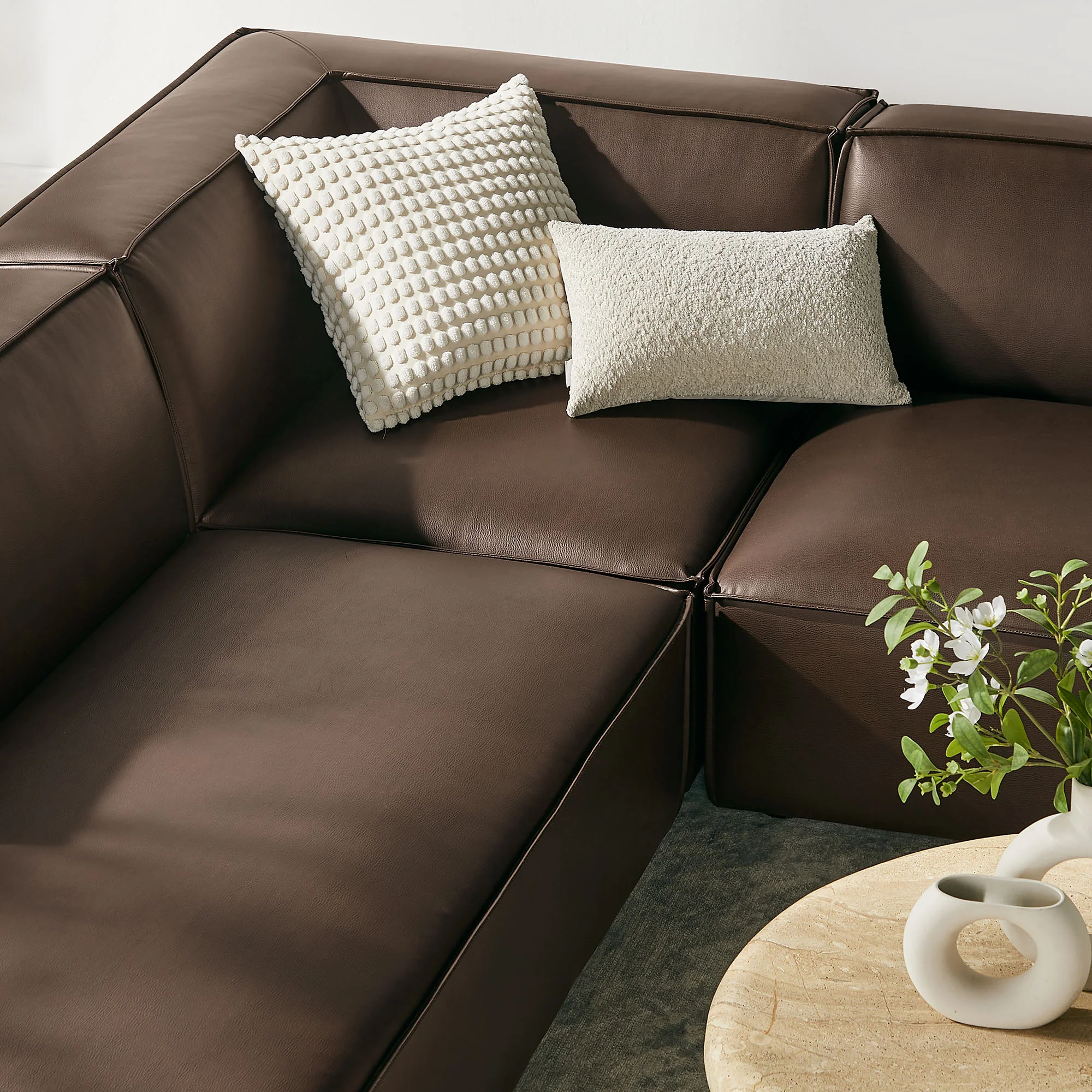 Restore 6-Piece Vegan Leather U-Shaped Armless Sectional Sofa by Modway - Image 5