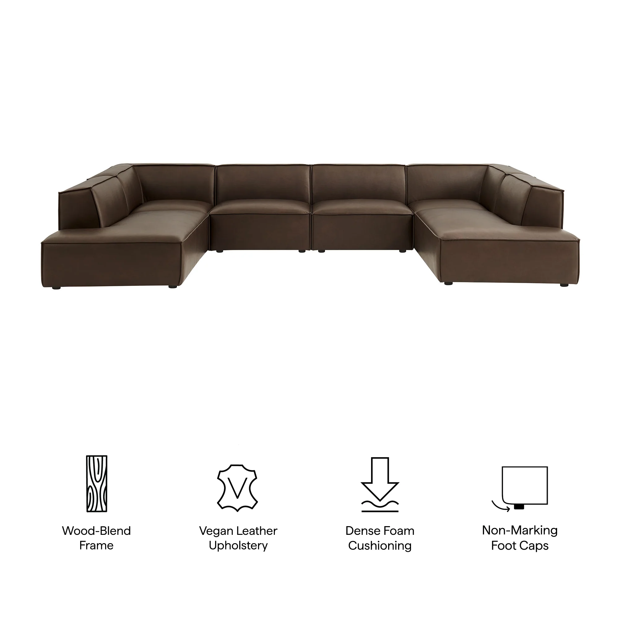 Restore 6-Piece Vegan Leather U-Shaped Armless Sectional Sofa by Modway - Image 7