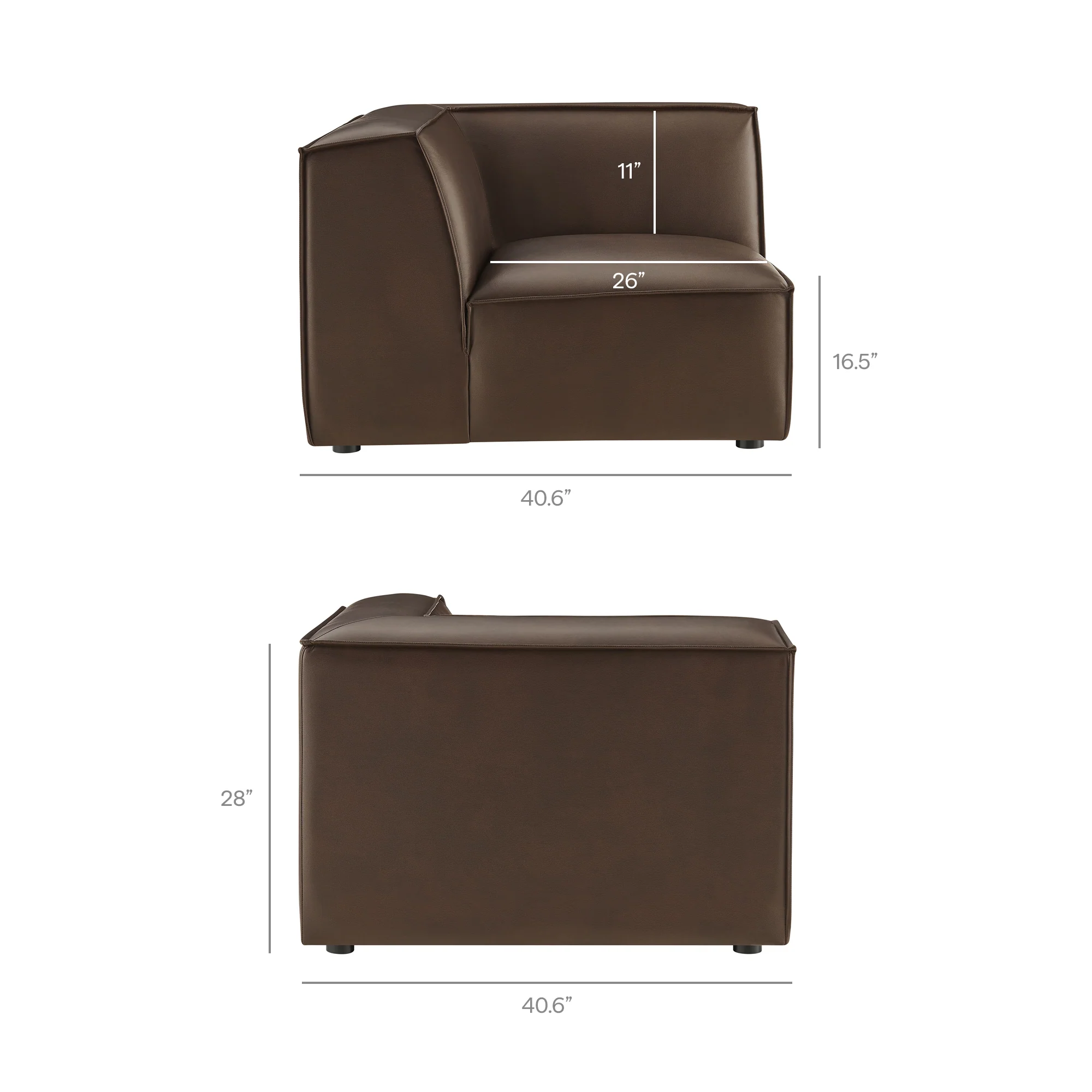Restore 6-Piece Vegan Leather U-Shaped Armless Sectional Sofa by Modway - Image 9