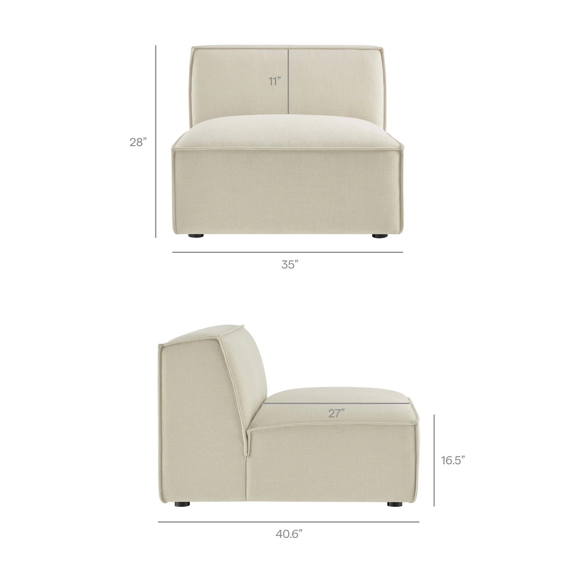 Restore Performance Fabric Upholstered Armless Modular Chair by Modway - Image 10