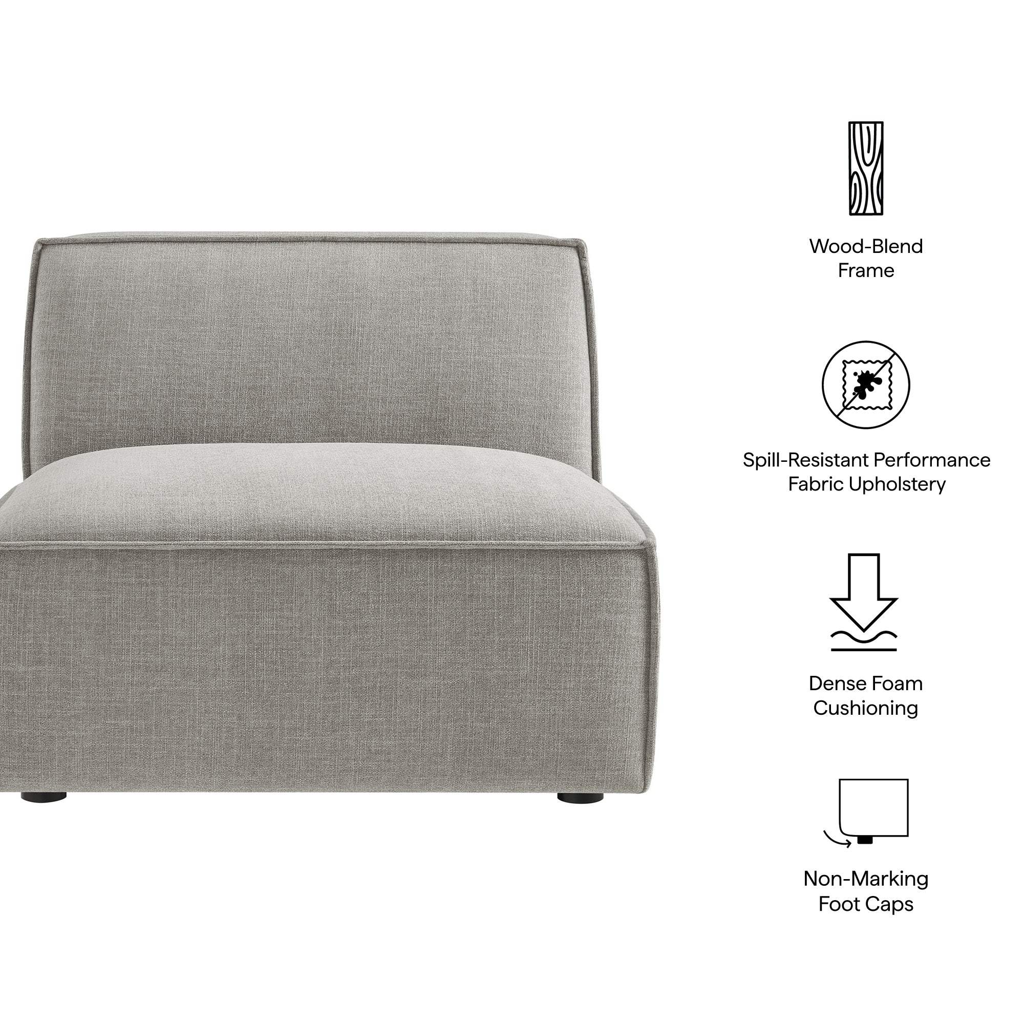Restore Performance Fabric Upholstered Armless Modular Chair by Modway - Image 38