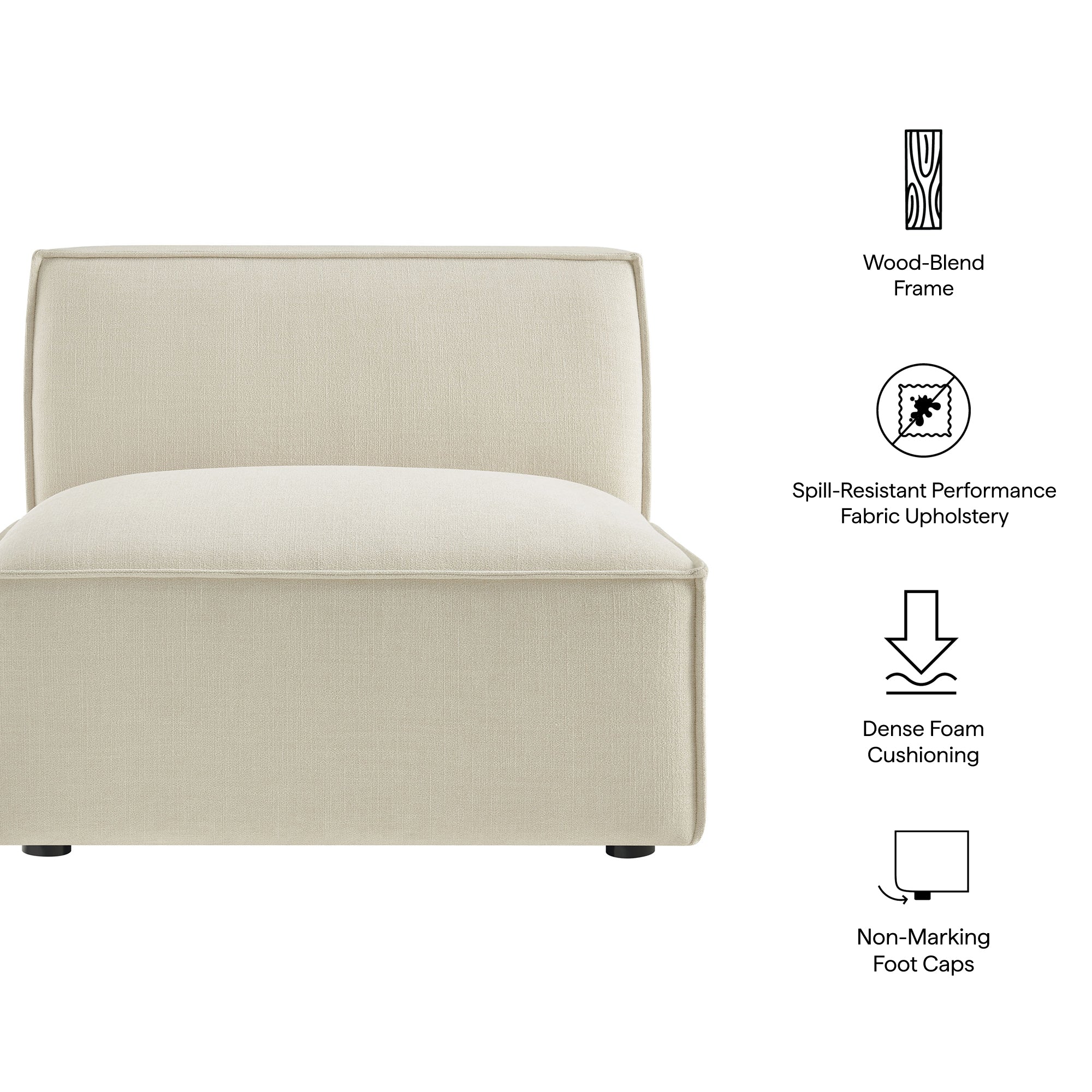 Restore Performance Fabric Upholstered Armless Modular Chair by Modway - Image 8