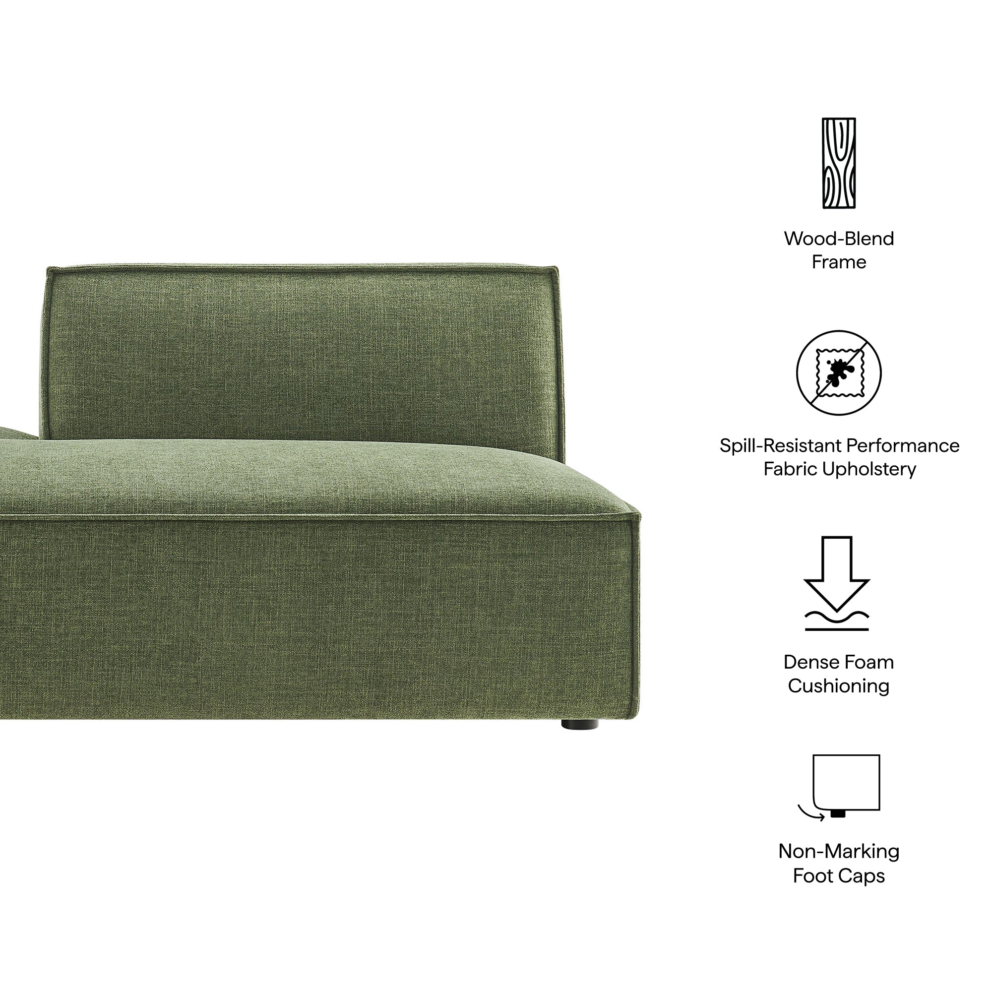 Restore Performance Fabric Upholstered Left-Facing Armless Modular Chaise by Modway - Image 18
