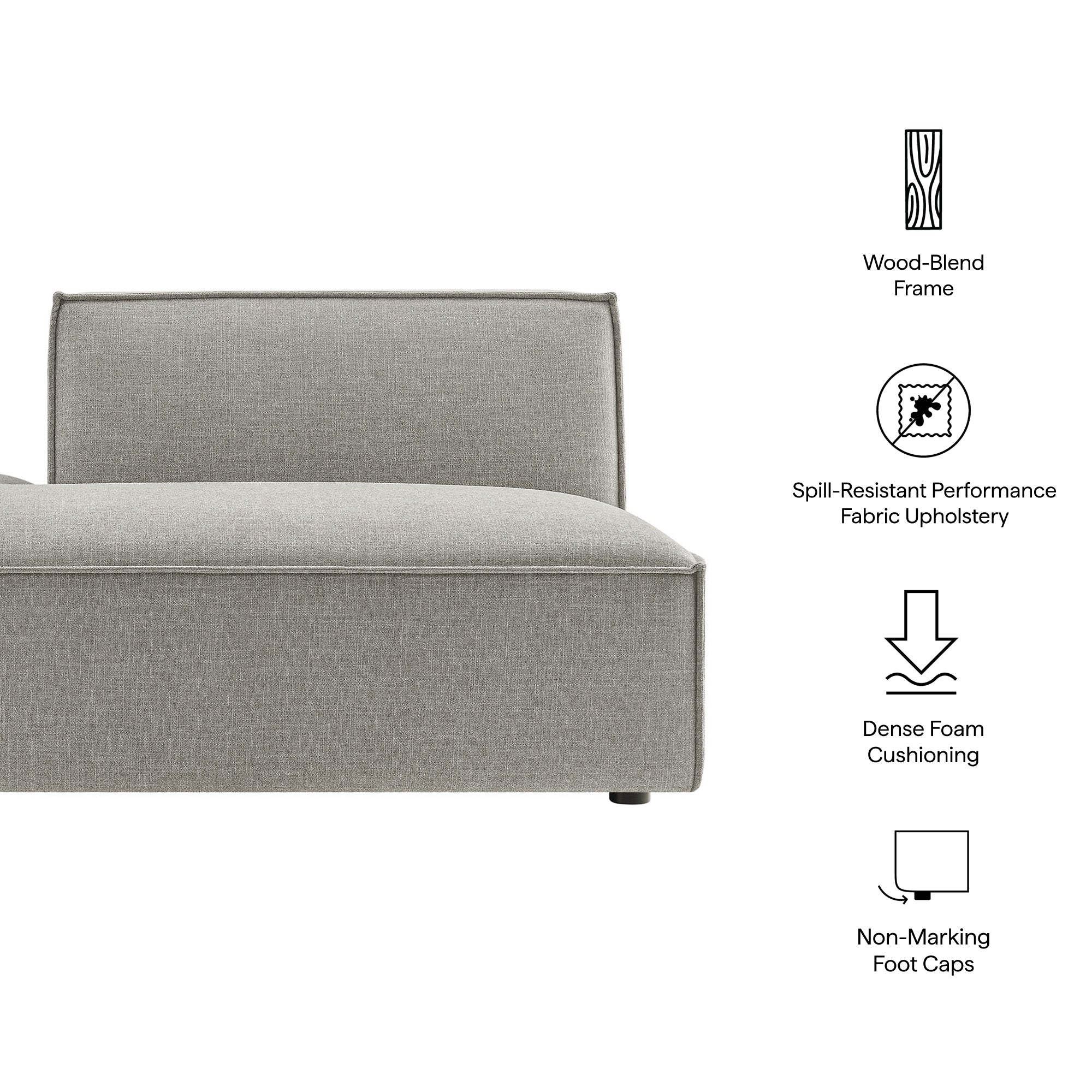 Restore Performance Fabric Upholstered Left-Facing Armless Modular Chaise by Modway - Image 38