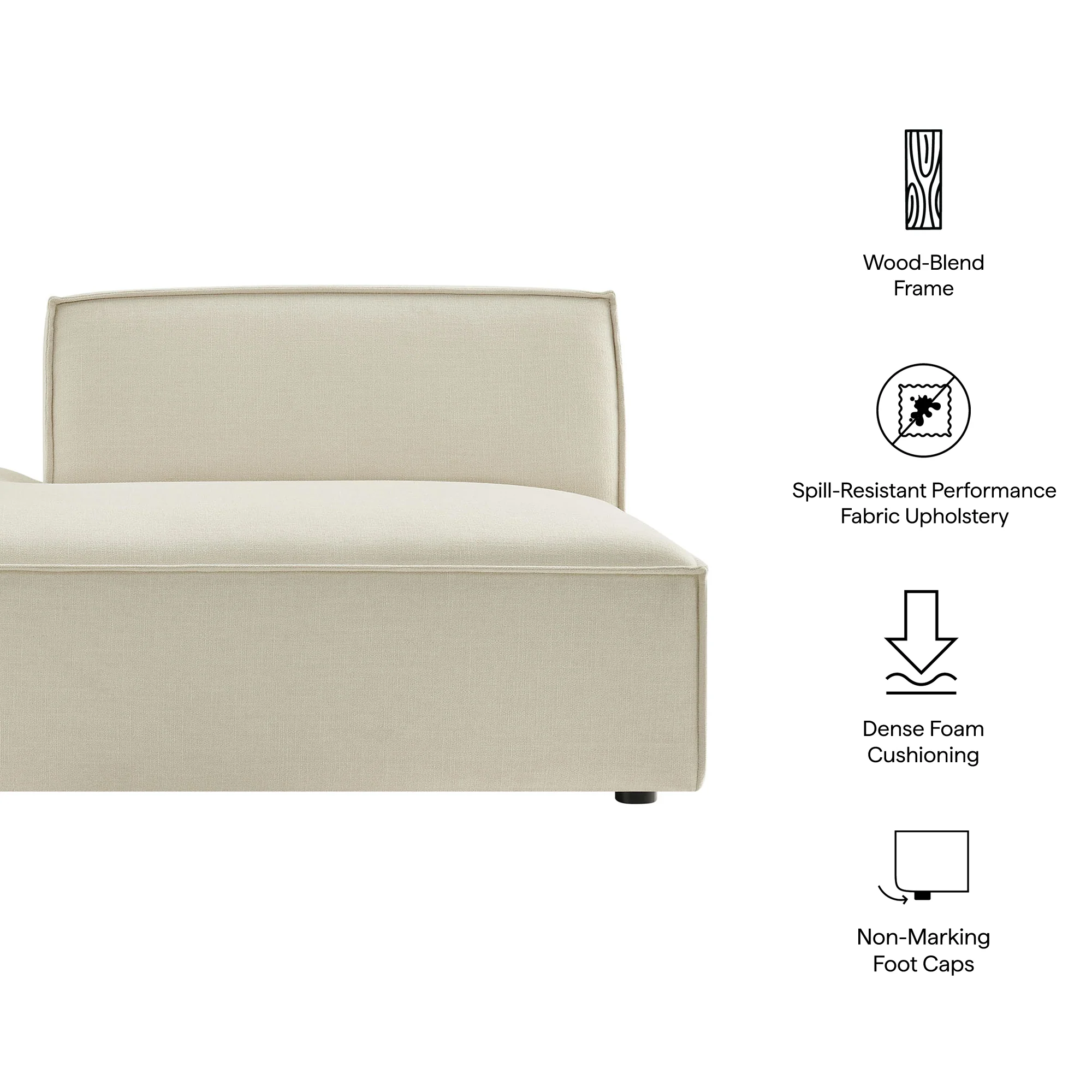 Restore Performance Fabric Upholstered Left-Facing Armless Modular Chaise by Modway - Image 8
