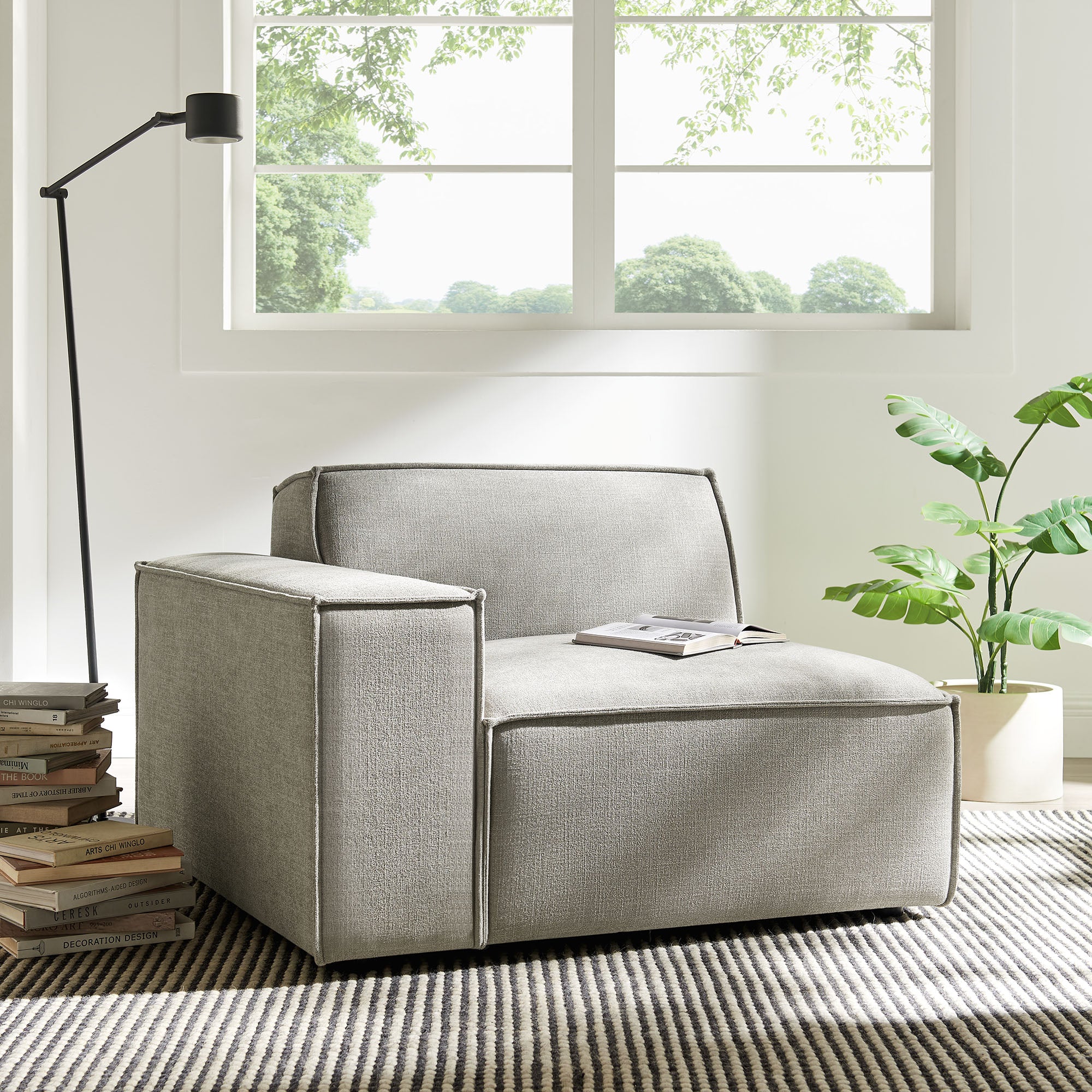 Restore Performance Fabric Upholstered Left-Facing Modular Lounge Chair by Modway - Image 37